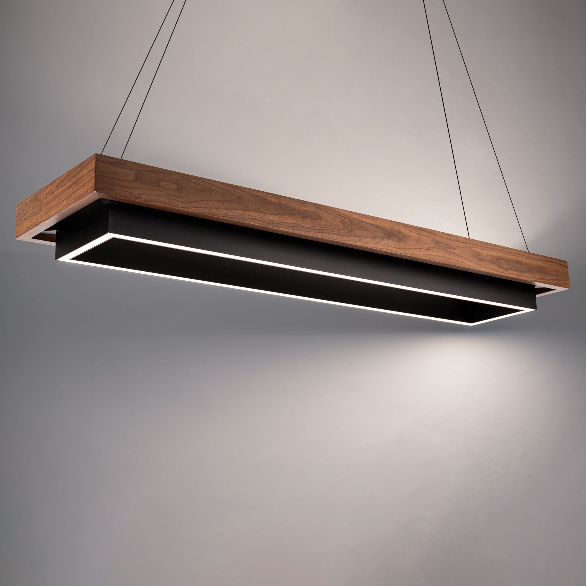 Hustler 54" LED Linear Pendant, Black/Dark Walnut Finish