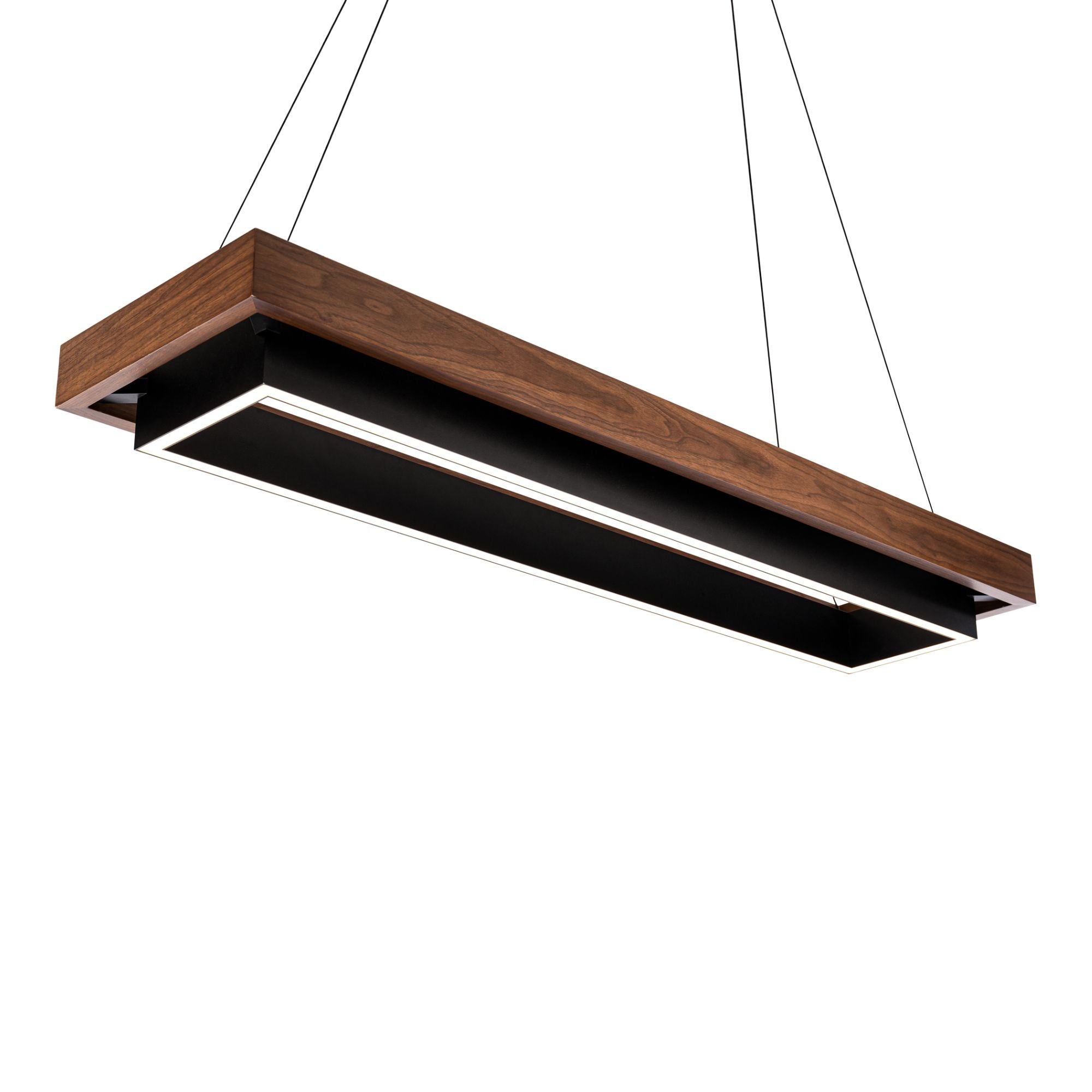 Hustler 54" LED Linear Pendant, Black/Dark Walnut Finish