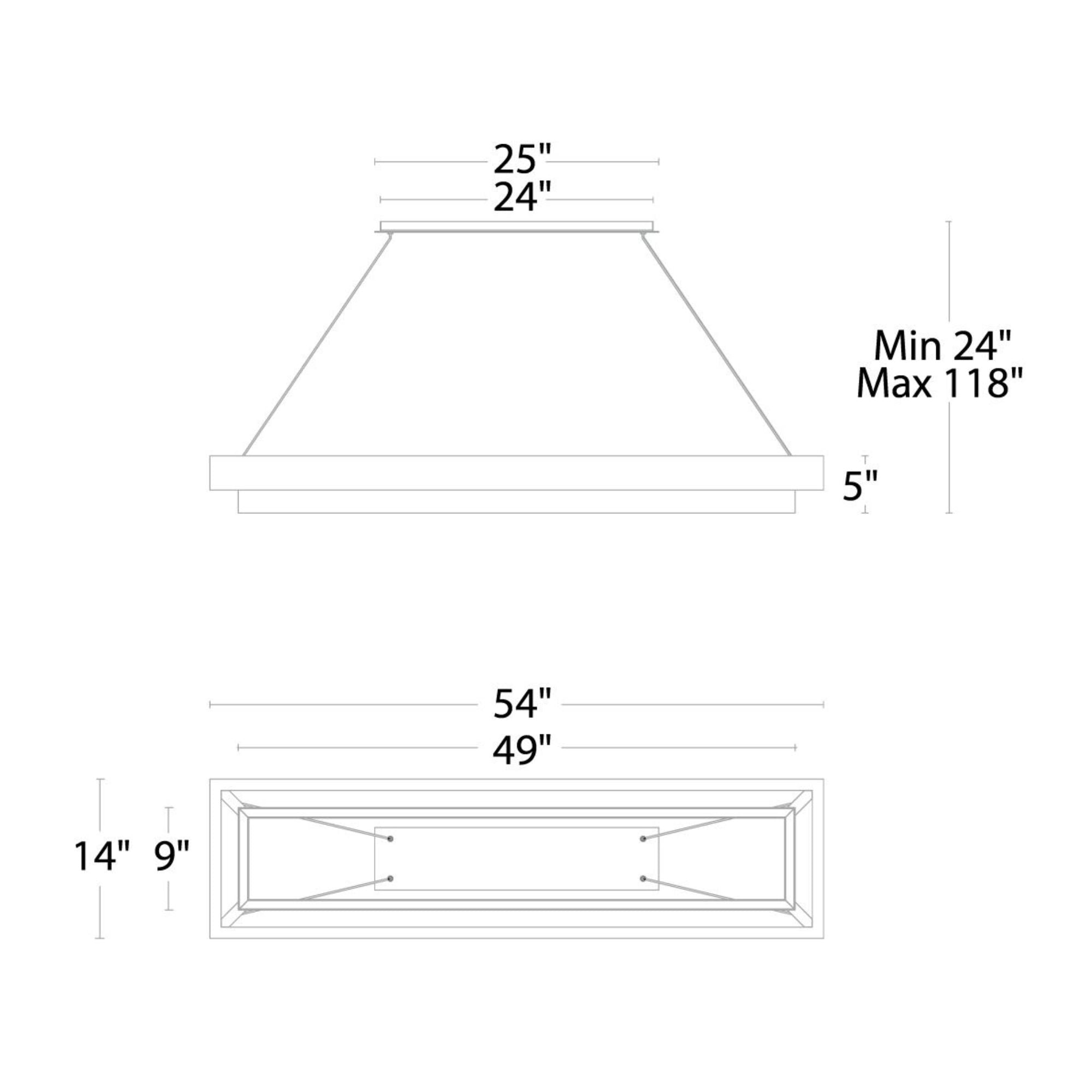 Hustler 54" LED Linear Pendant, Black/Dark Walnut Finish