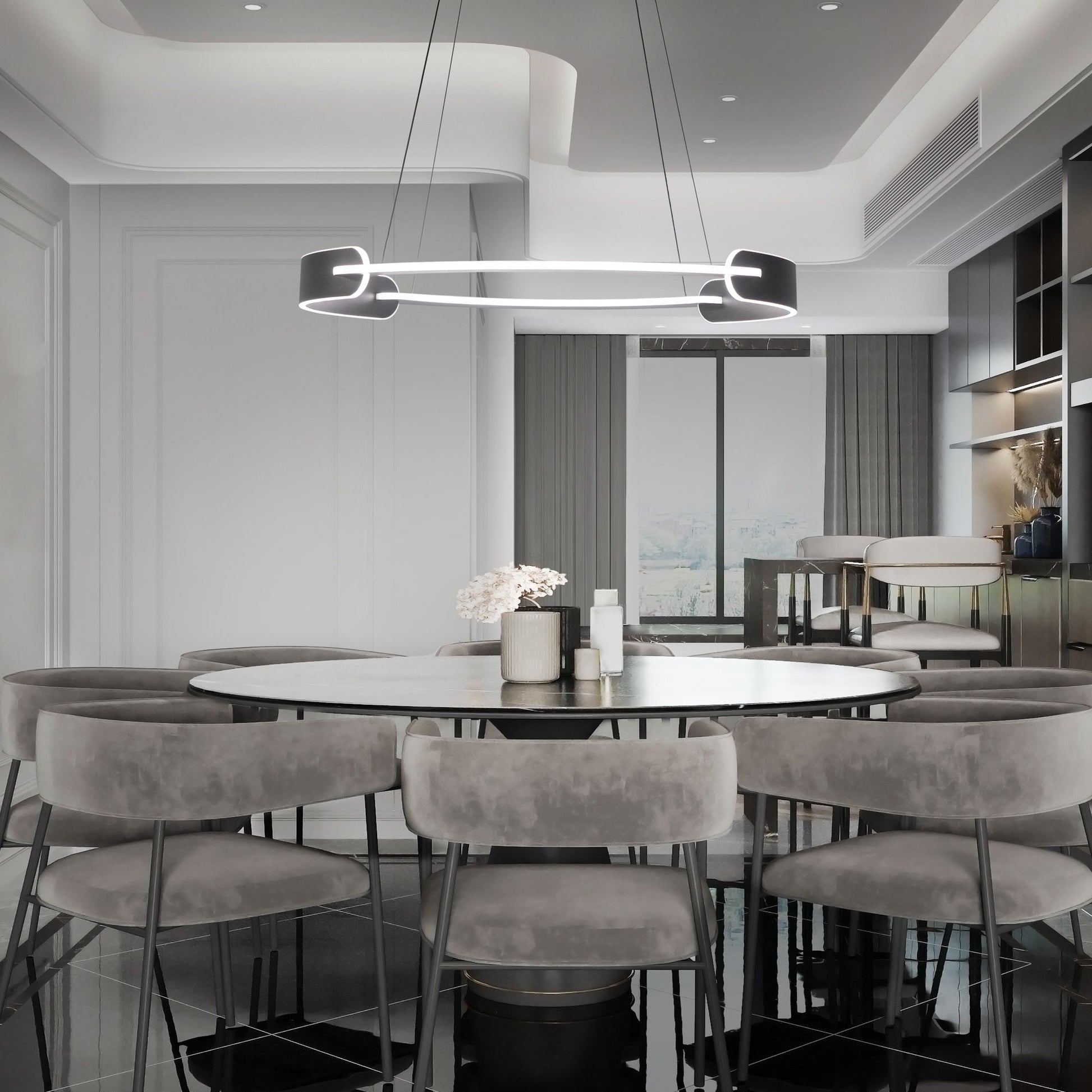 Ilios 42 in. LED Pendant Light Black finish - Bees Lighting