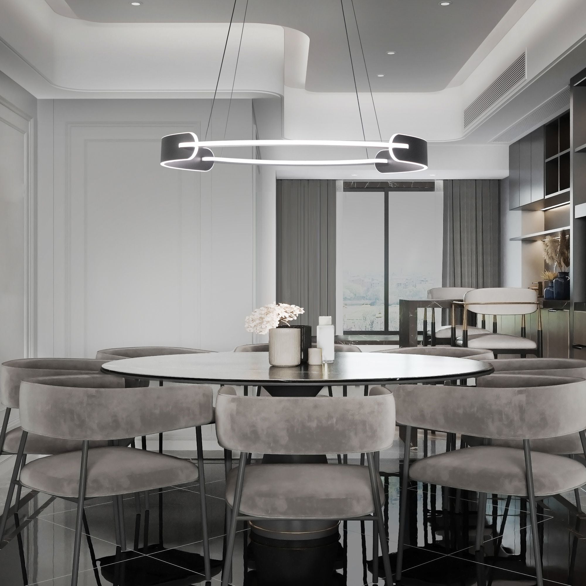Ilios 42 in. LED Pendant Light Black finish - Bees Lighting