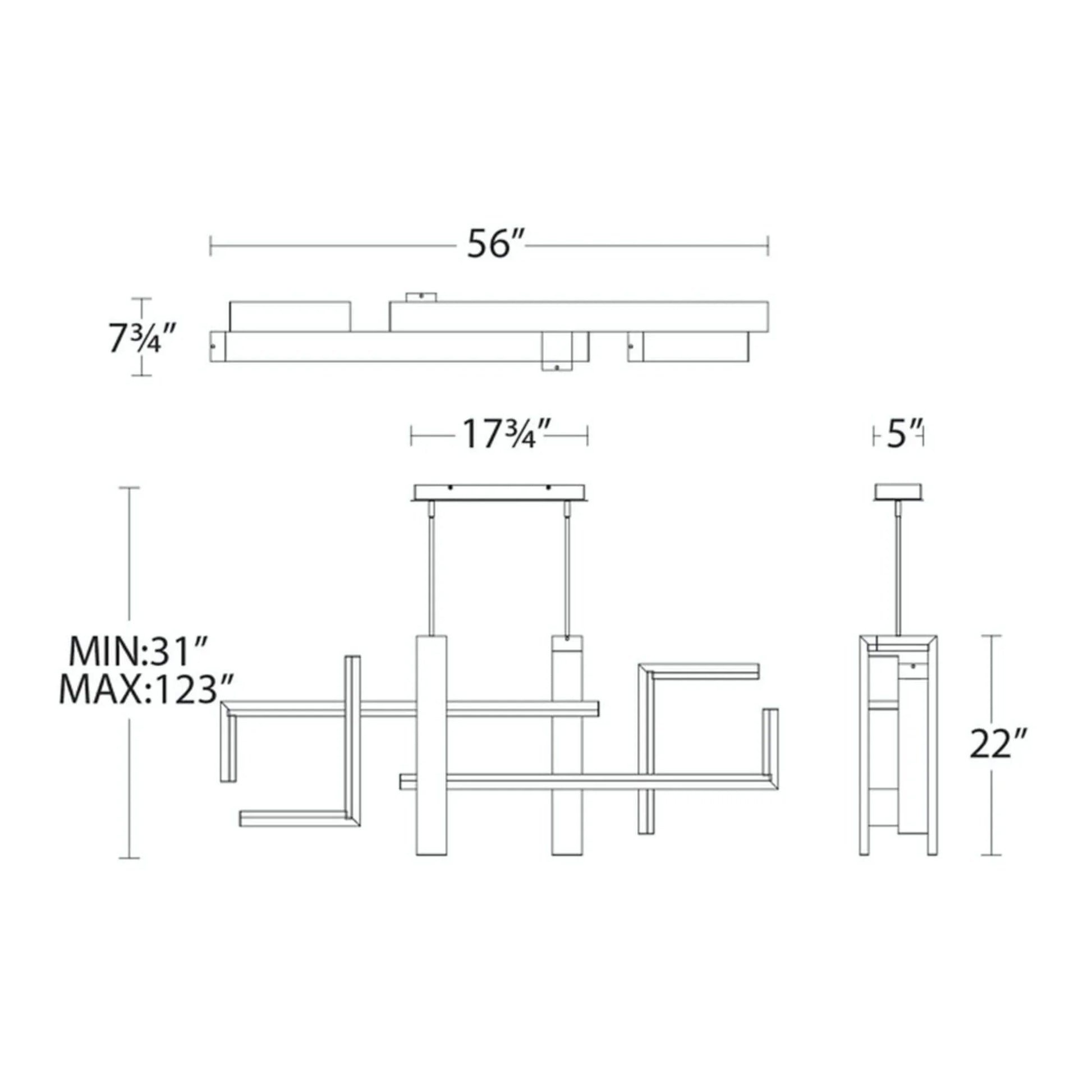 Modern Forms - Jackal 56" LED Linear Pendant, Aged Brass Finish | Bees Lighting