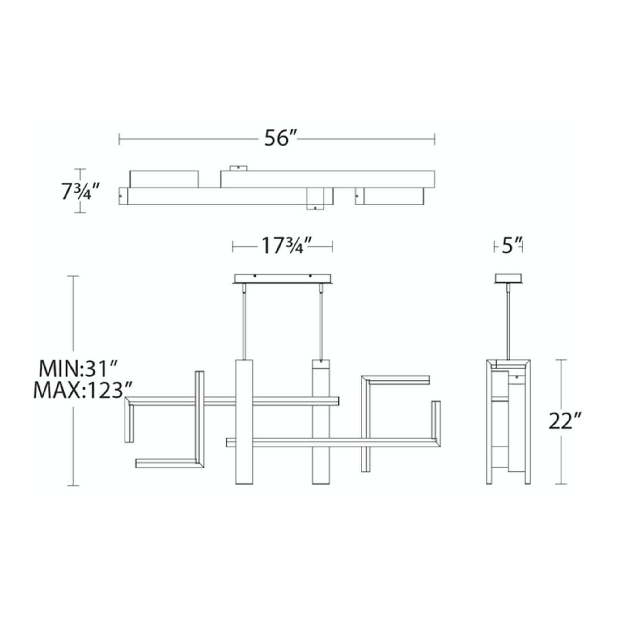 Jackal 56" LED Linear Pendant, Black Finish
