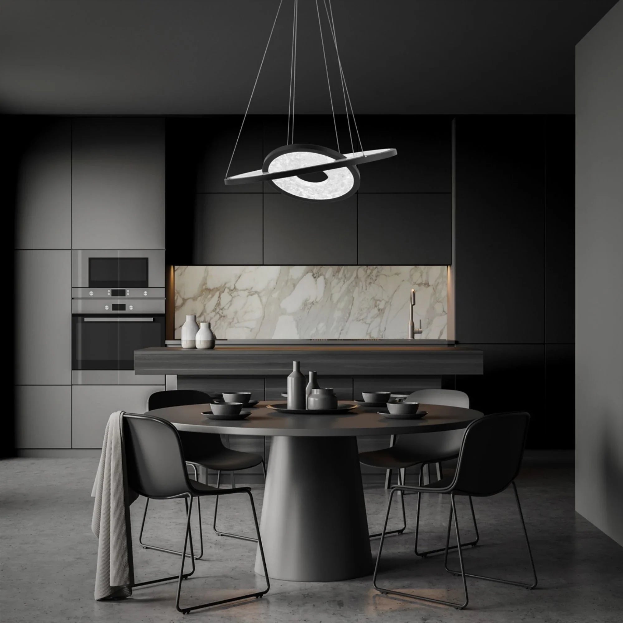 Jupiter 27" LED Chandelier, Black Finish