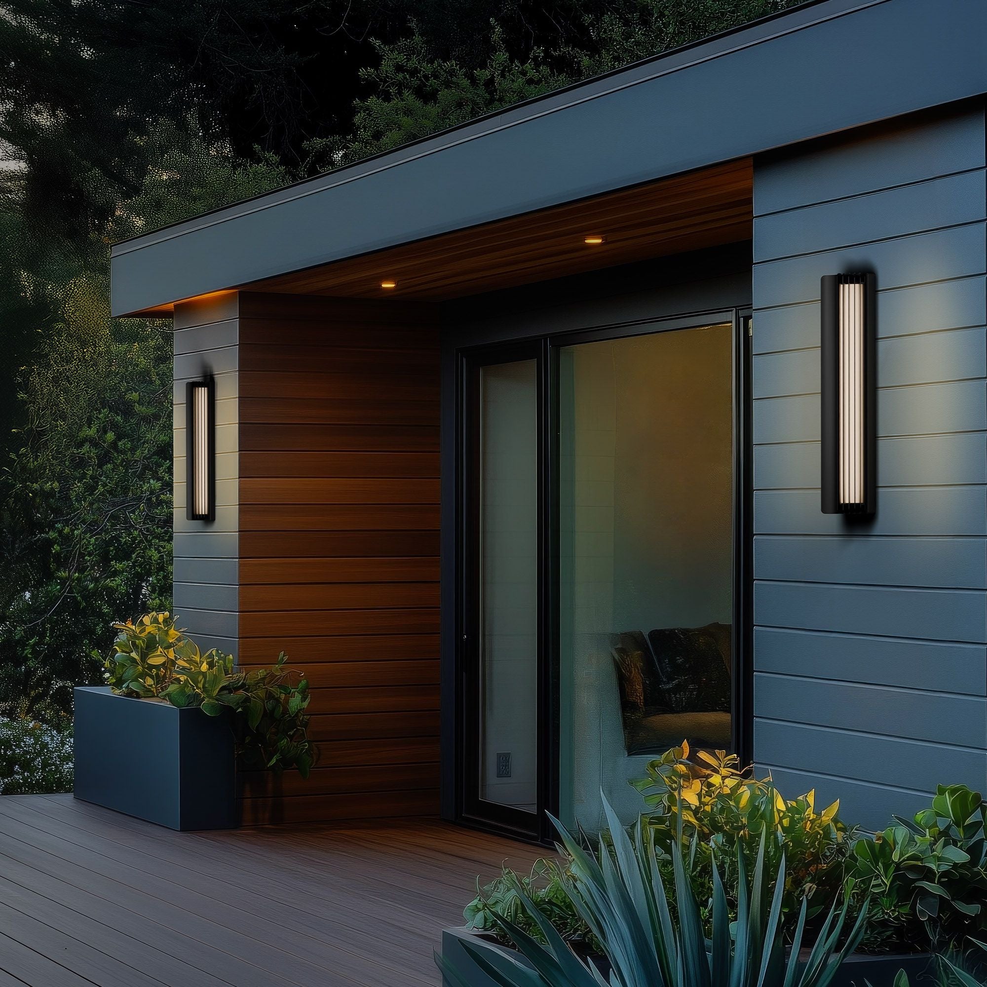 Kane 24" LED Outdoor Wall Sconce, Black Finish