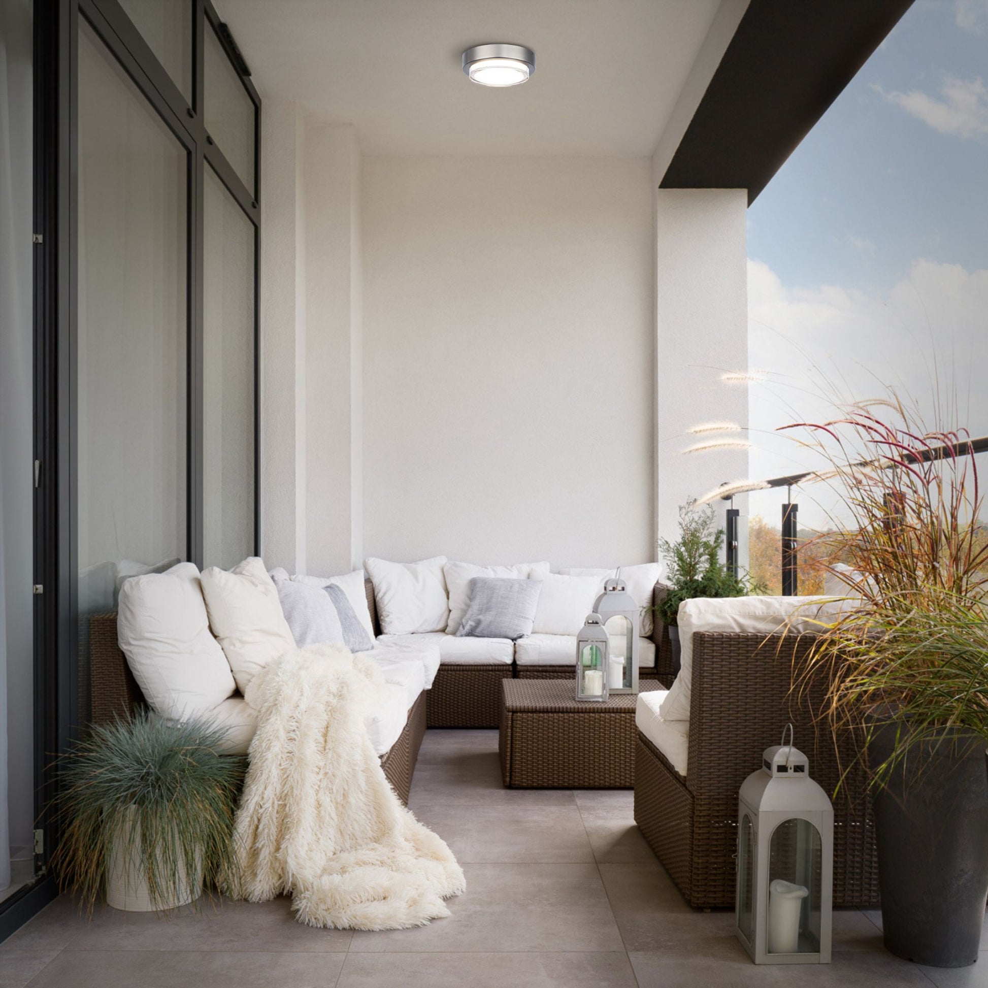 Kind 8" LED Flush Mount, 3CCT, Brushed Nickel Finish - Bees Lighting