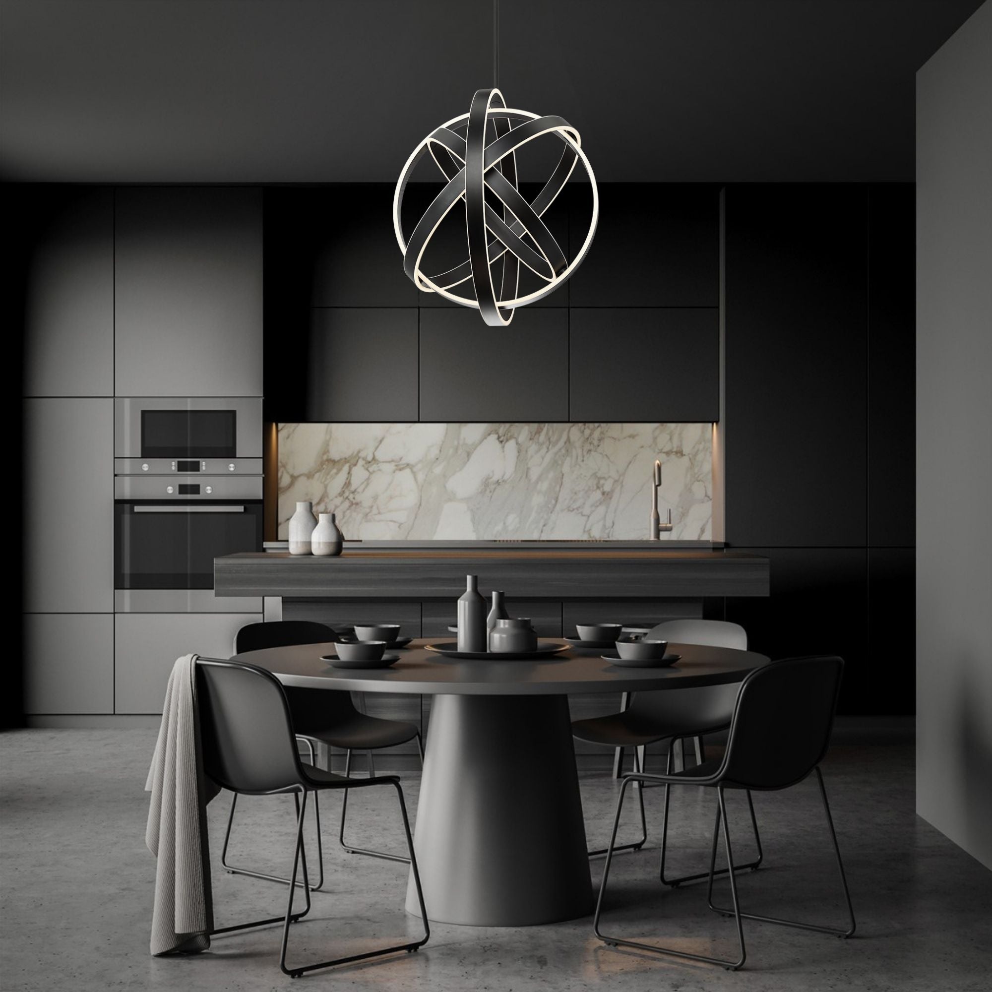 Kinetic 28" LED Chandelier, Black Finish