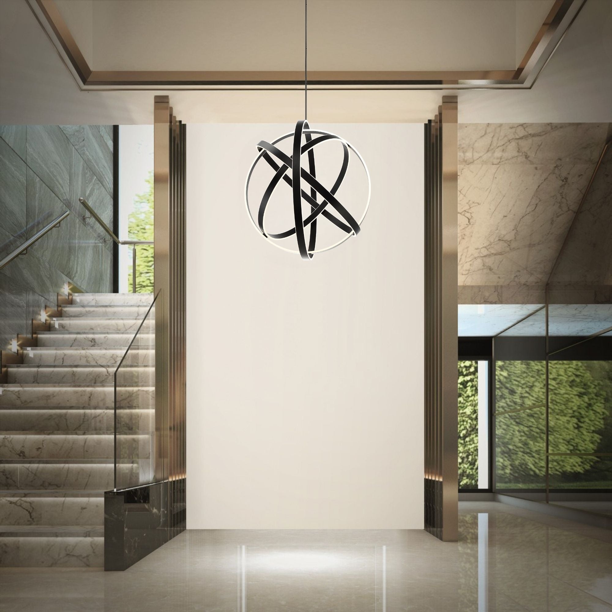 Kinetic 38" LED Chandelier, Black Finish
