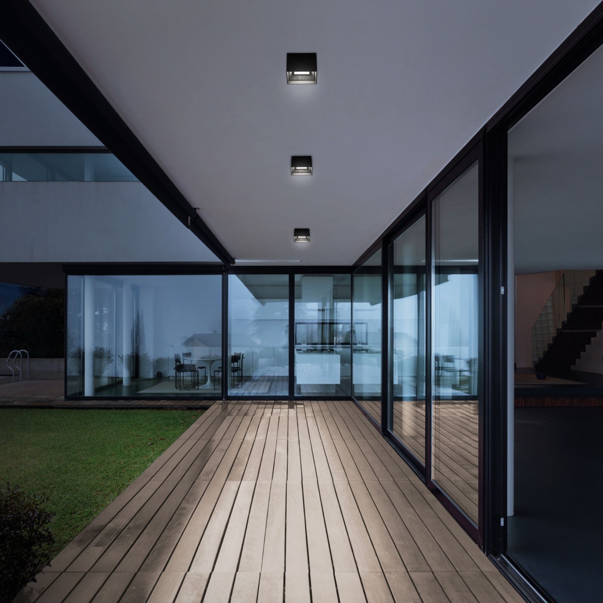 Modern Forms Kube 3.5 in. Outdoor Ceiling Light, Black with Glass Diffuser