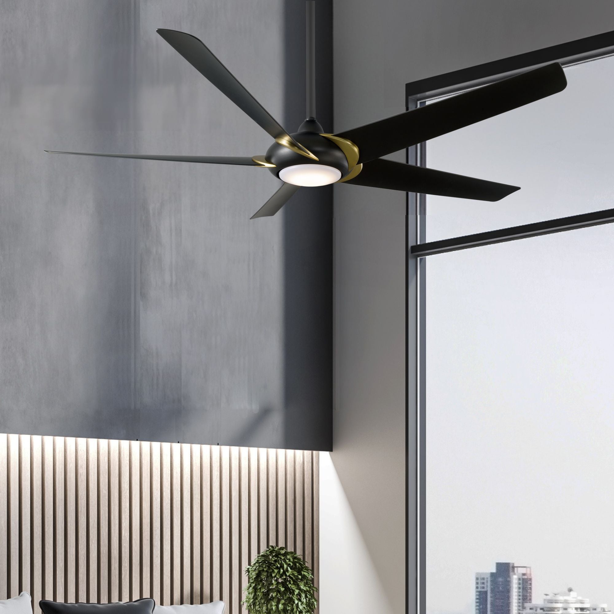 Lucid 62" LED Smart Outdoor Ceiling Fan, Matte Black