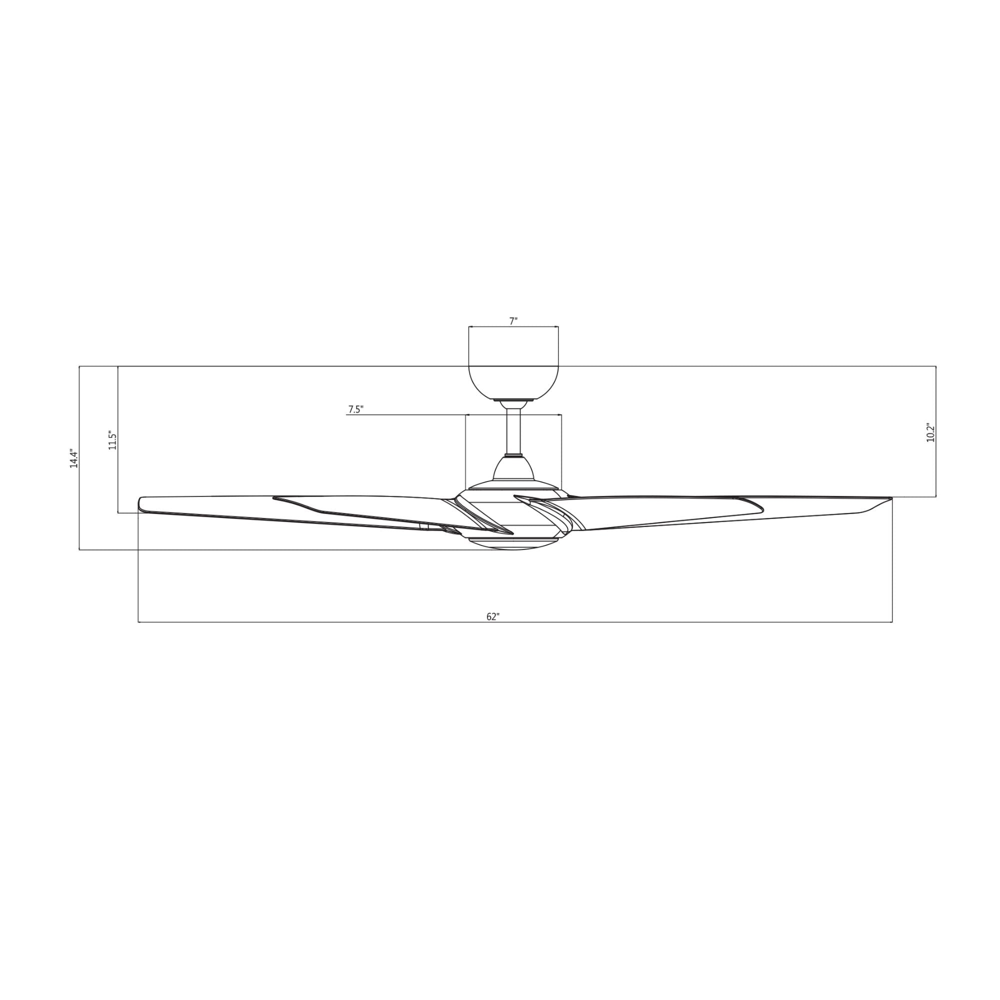Lucid 62" LED Smart Outdoor Ceiling Fan, Matte Black