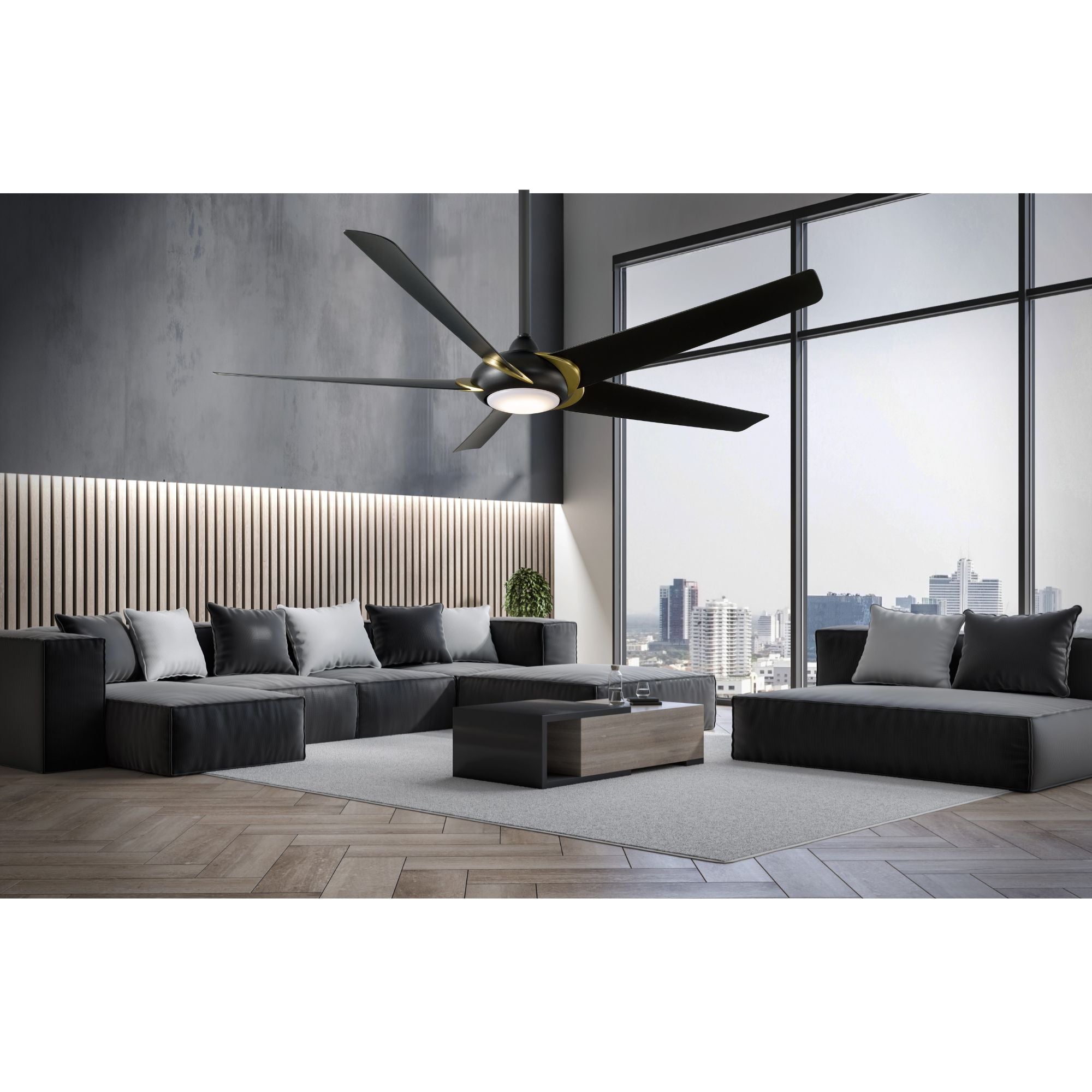 Lucid 62" LED Smart Outdoor Ceiling Fan, Matte Black