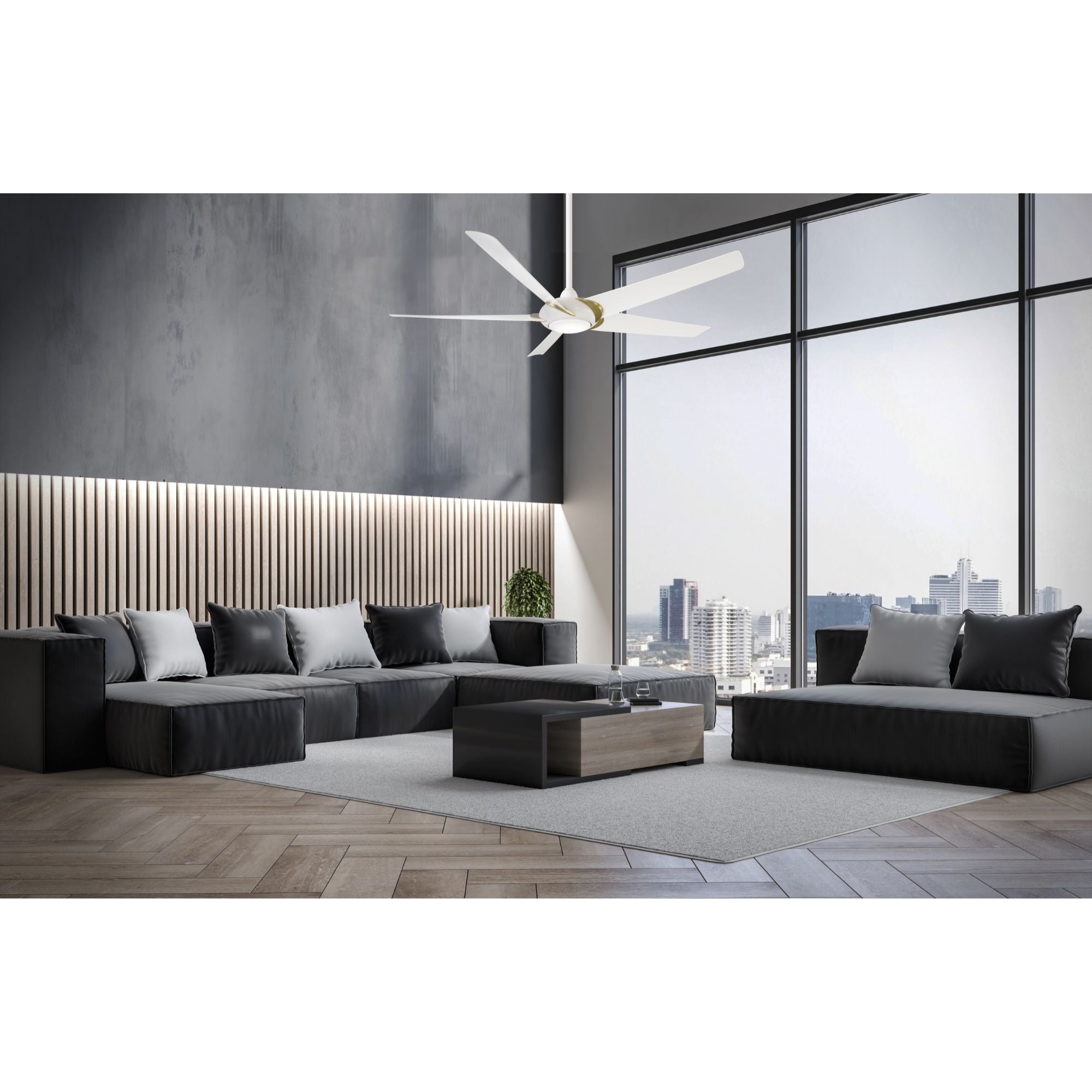 Lucid 62" LED Smart Outdoor Ceiling Fan, Matte White