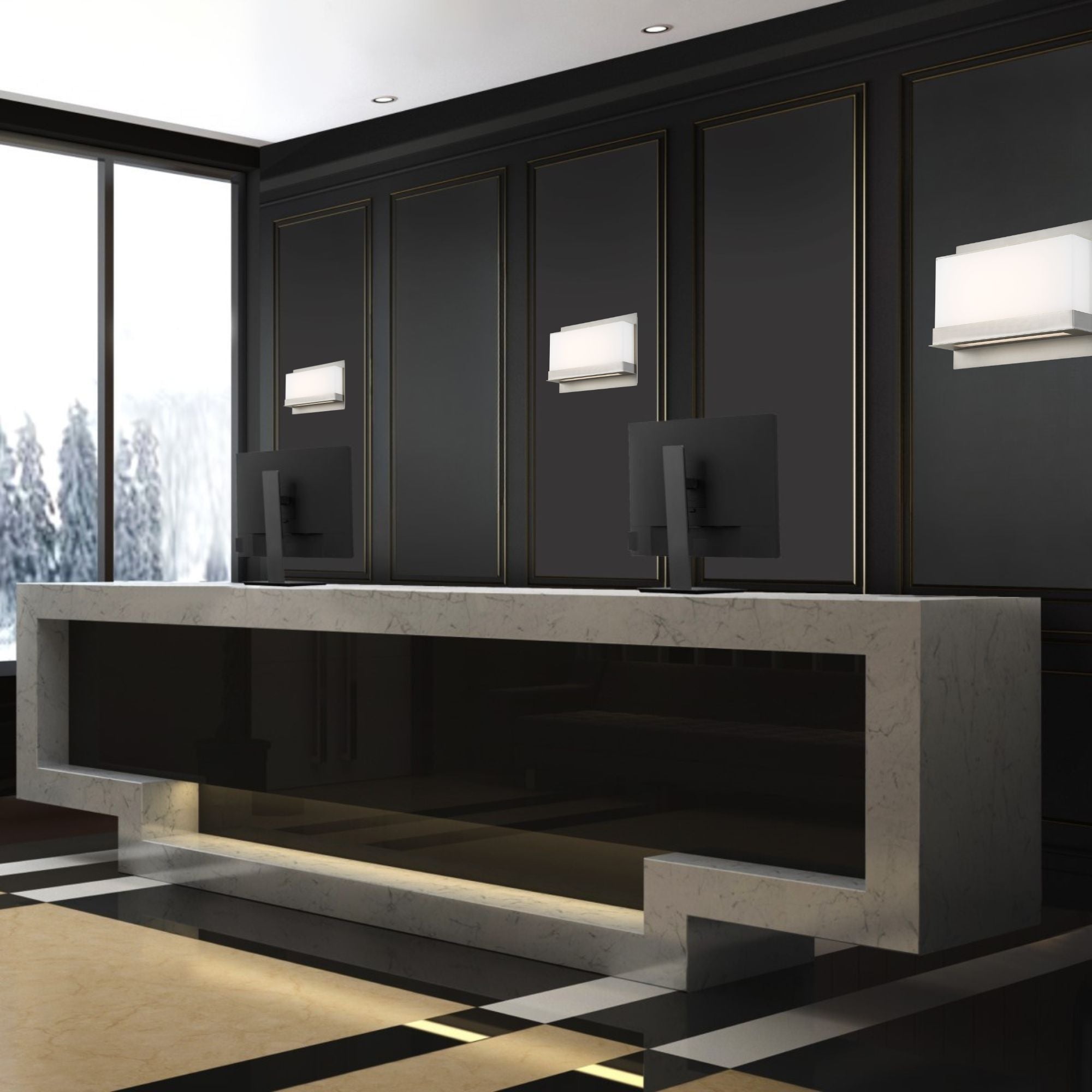 Lumnos 16" LED Wall Sconce, Satin Nickel Finish
