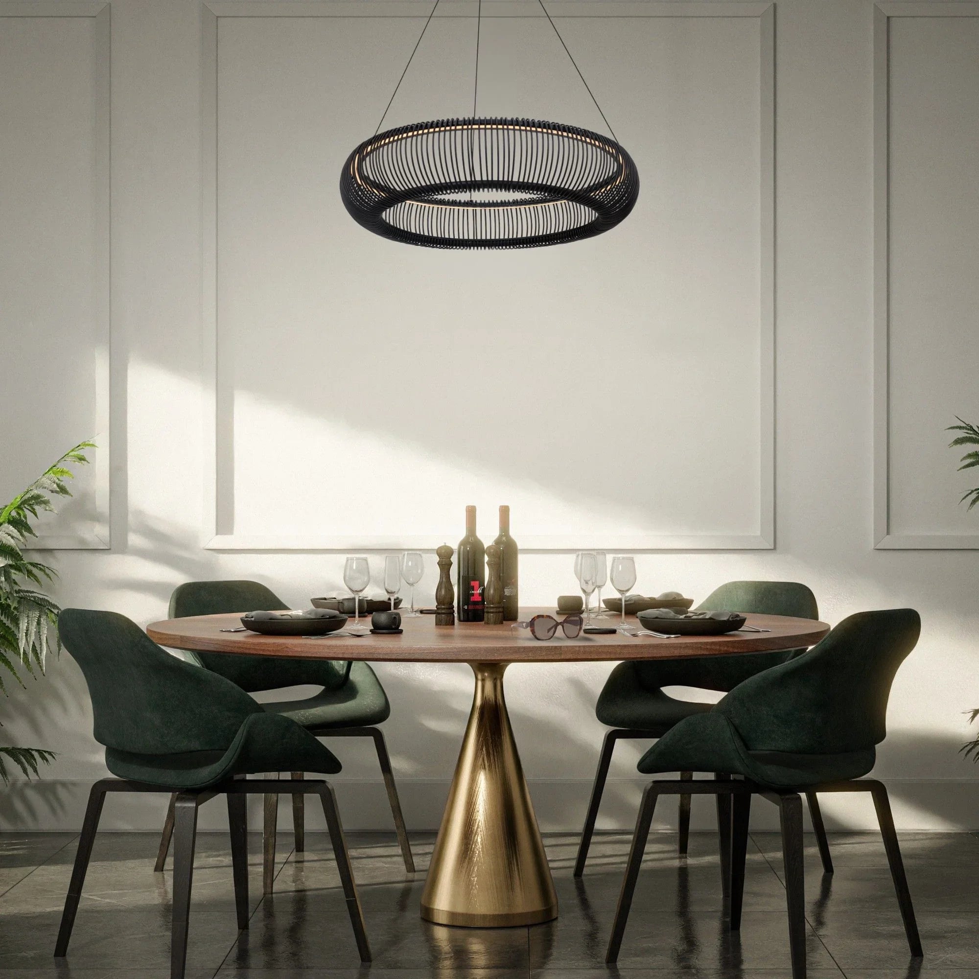 Lute 28" LED Pendant, Black Finish