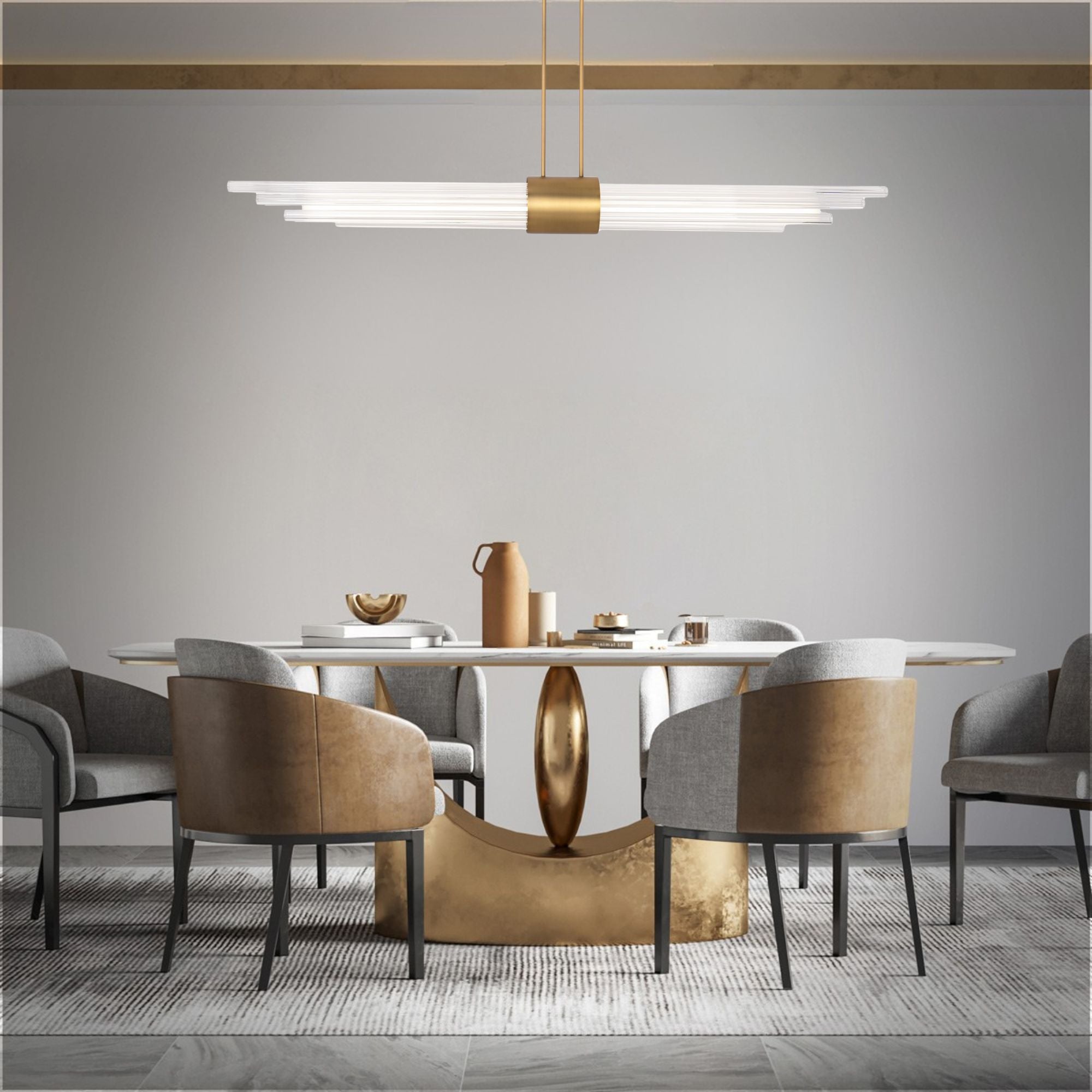 Luzerne 56" LED Linear Pendant, Aged Brass Finish