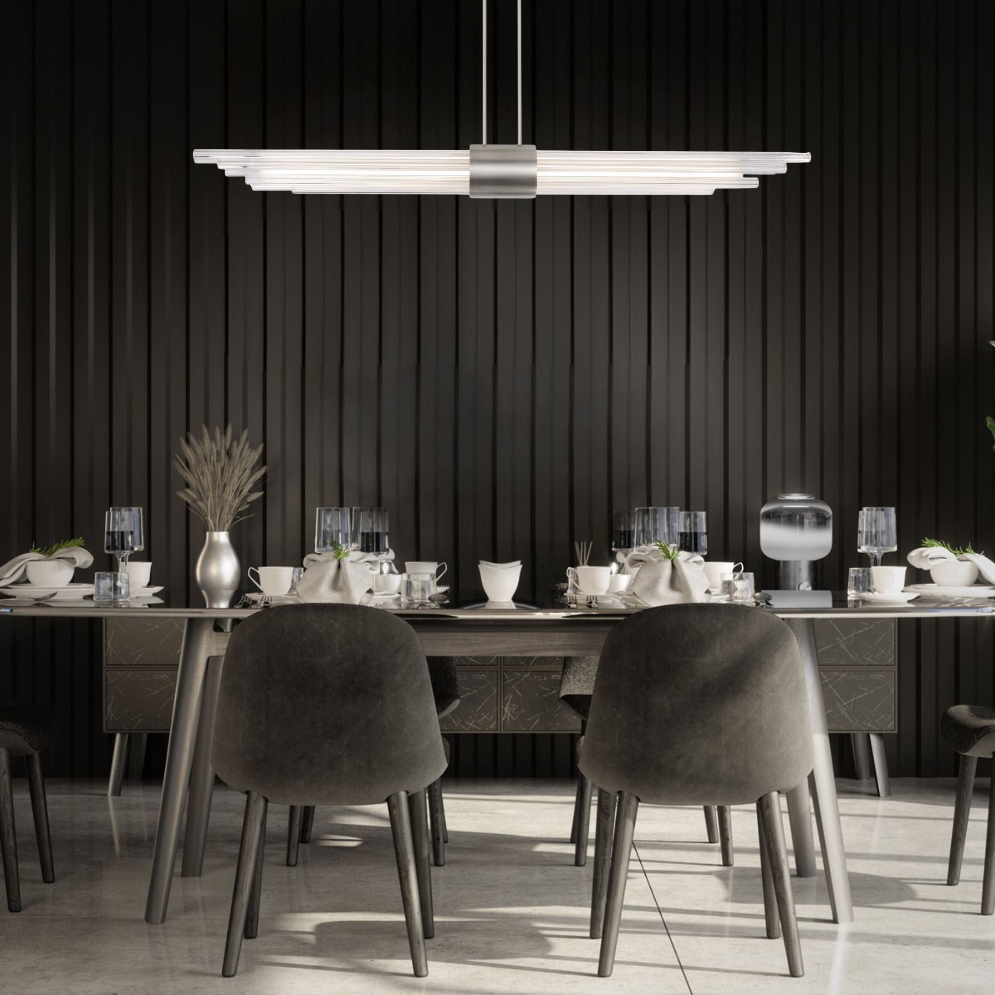 Luzerne 56" LED Linear Pendant, Brushed Nickel Finish