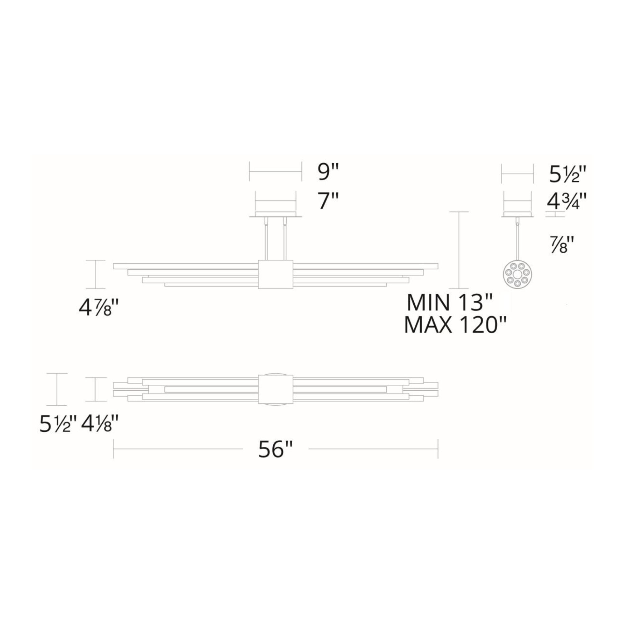 Luzerne 56" LED Linear Pendant, Brushed Nickel Finish