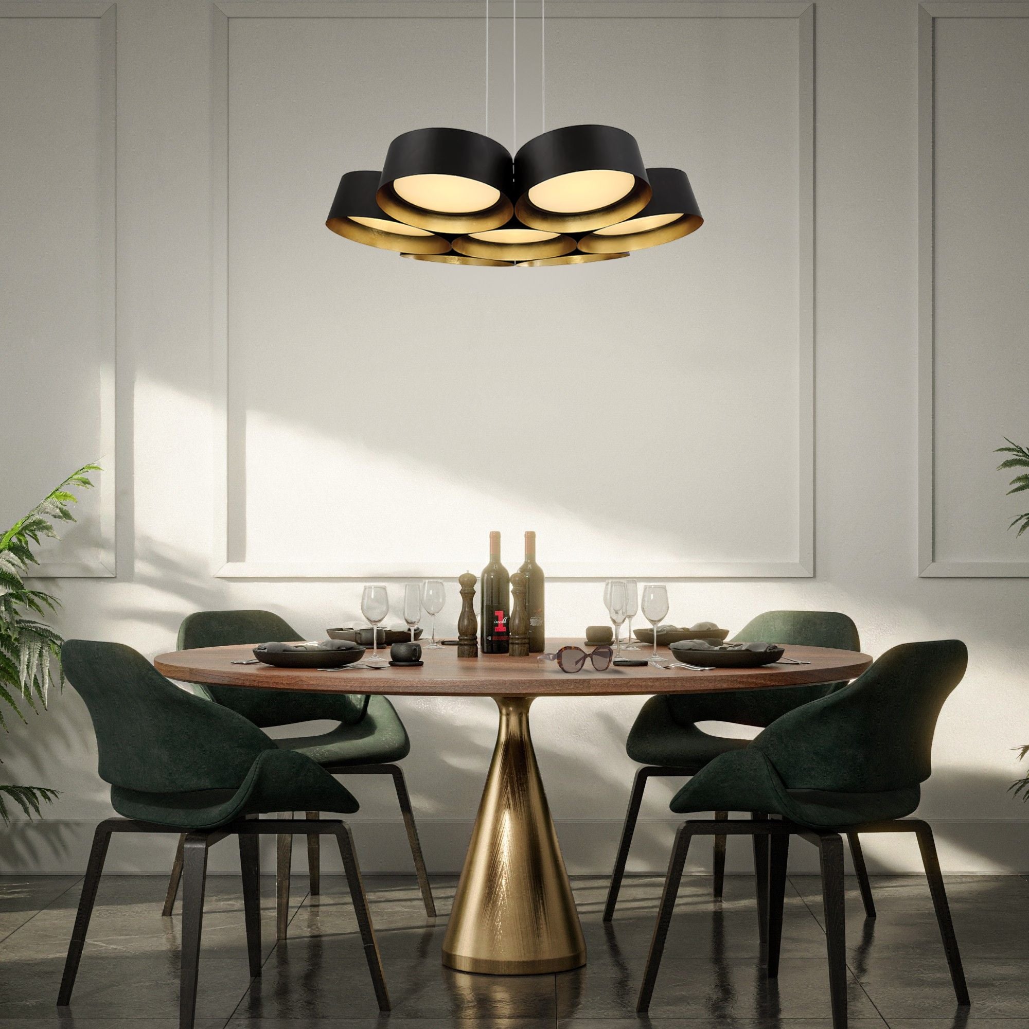 Marimba 24" LED Chandelier, Gold Leaf/Bronze Finish