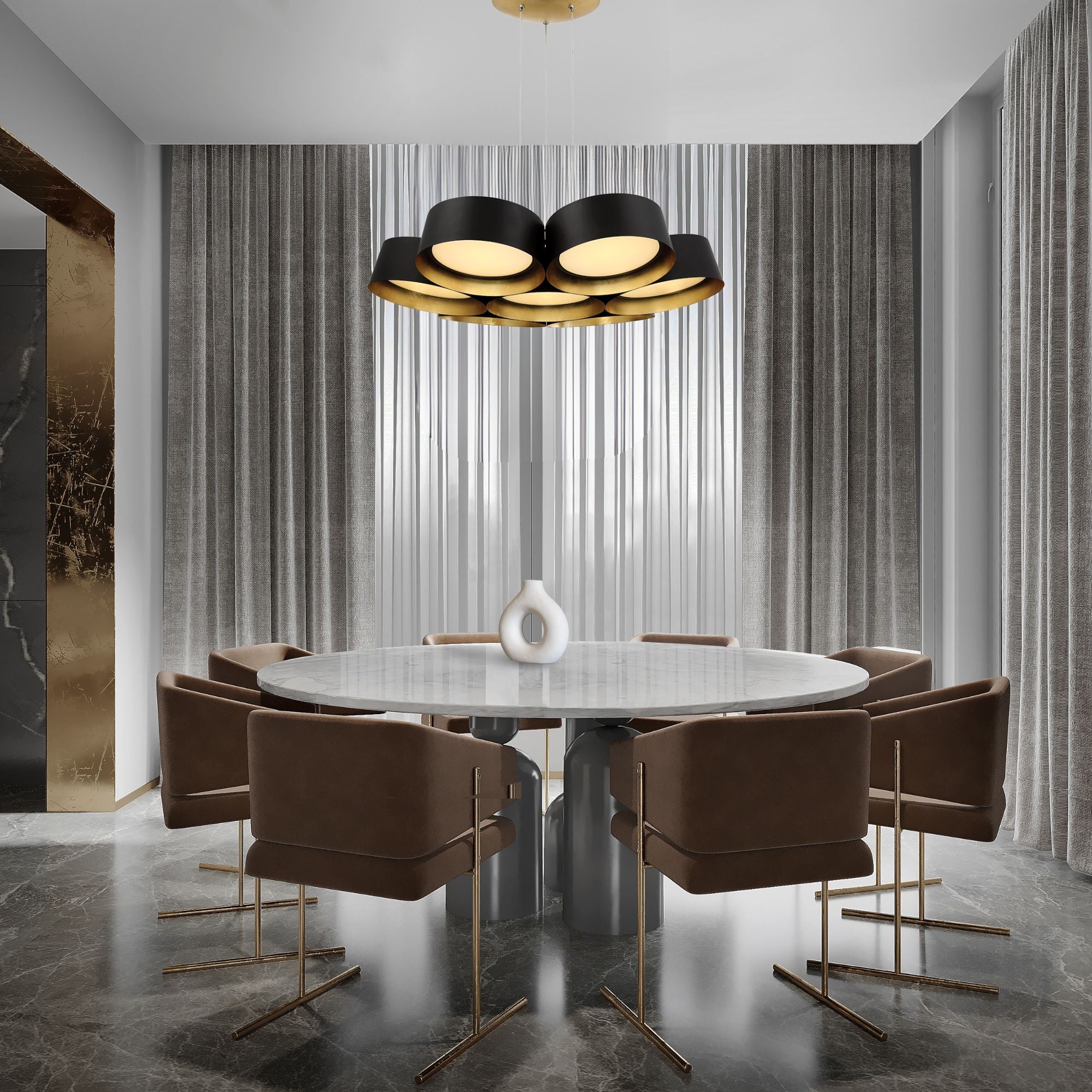 Marimba 34" LED Chandelier, Gold Leaf/Bronze Finish