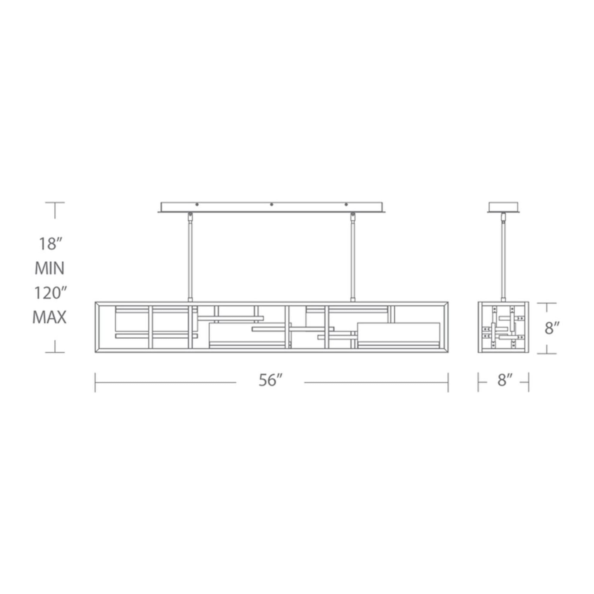 Memory 56" LED Linear Pendant, Black Finish