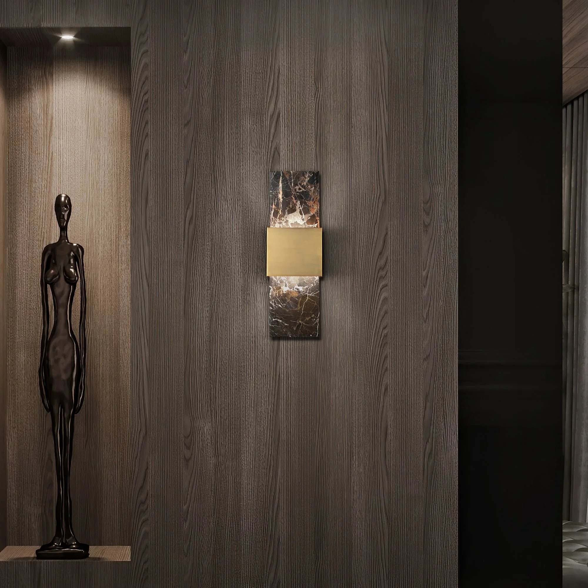 Mercer 24" LED Wall Sconce, Black & Aged Brass Finish