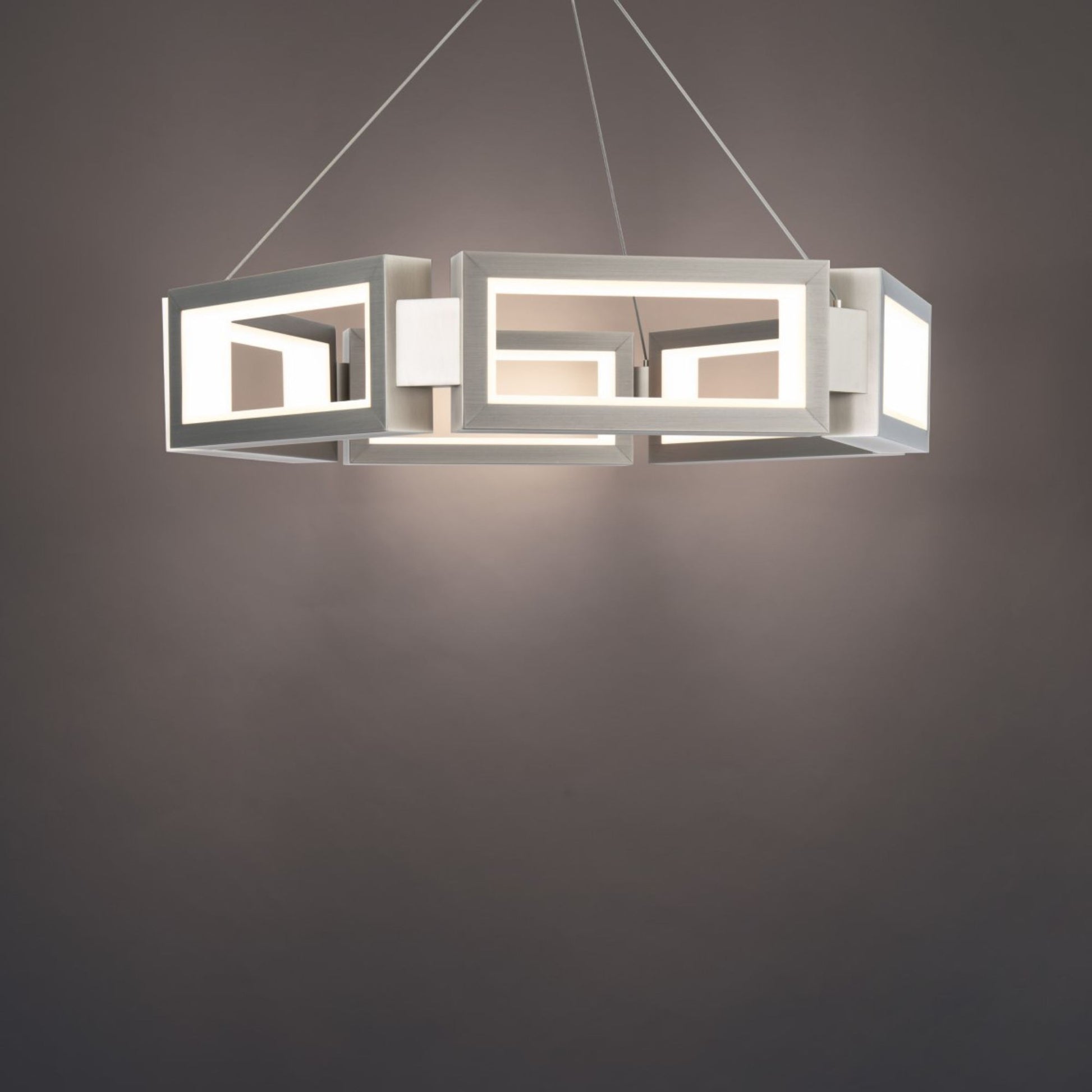 Mies 26" LED Chandelier, Brushed Nickel Finish - Bees Lighting