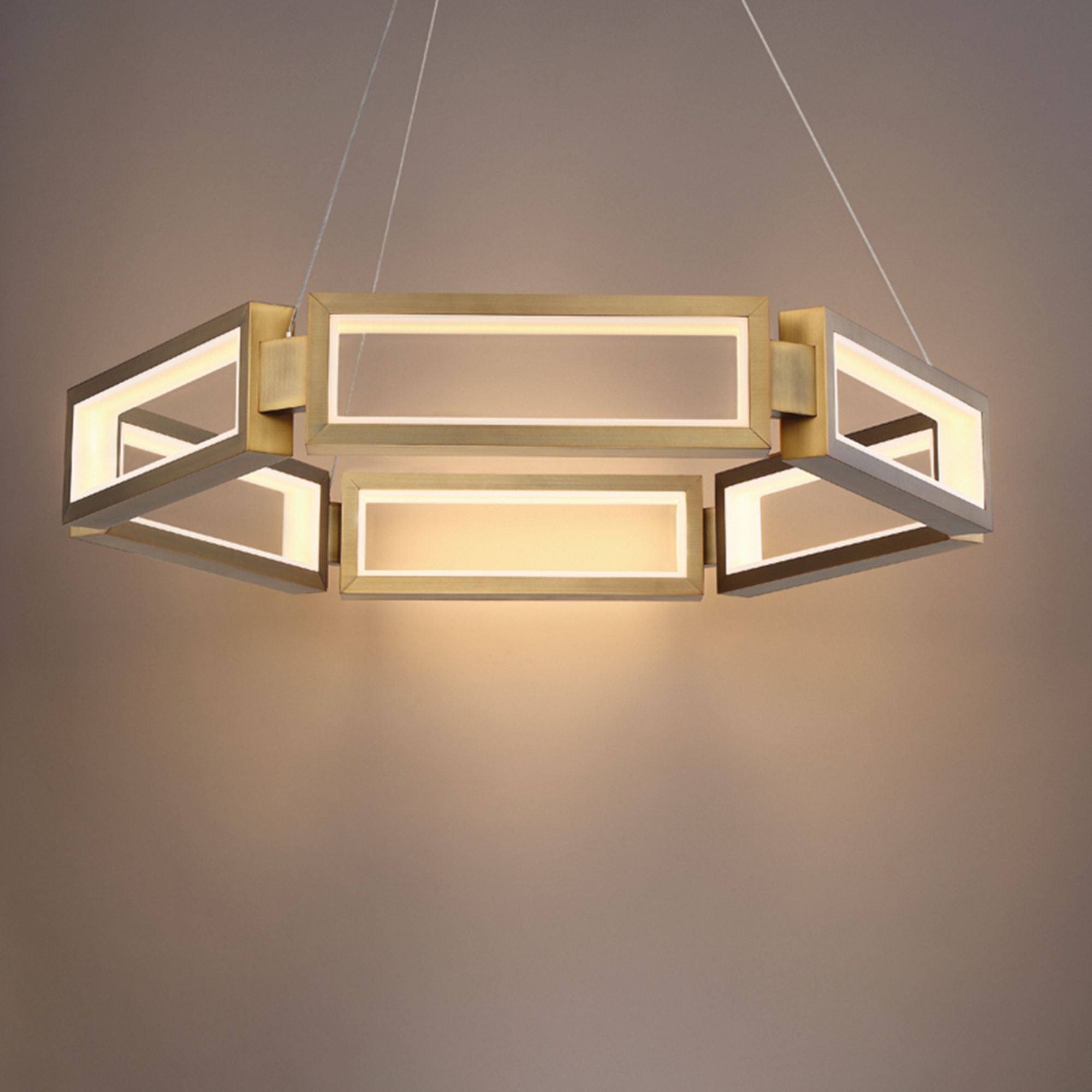 Mies 35" LED Chandelier, Aged Brass Finish - Bees Lighting