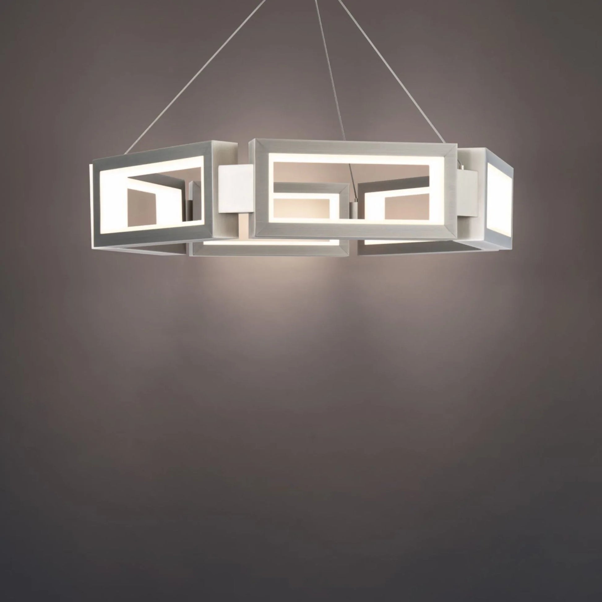 Mies 35" LED Chandelier, Brushed Nickel Finish - Bees Lighting