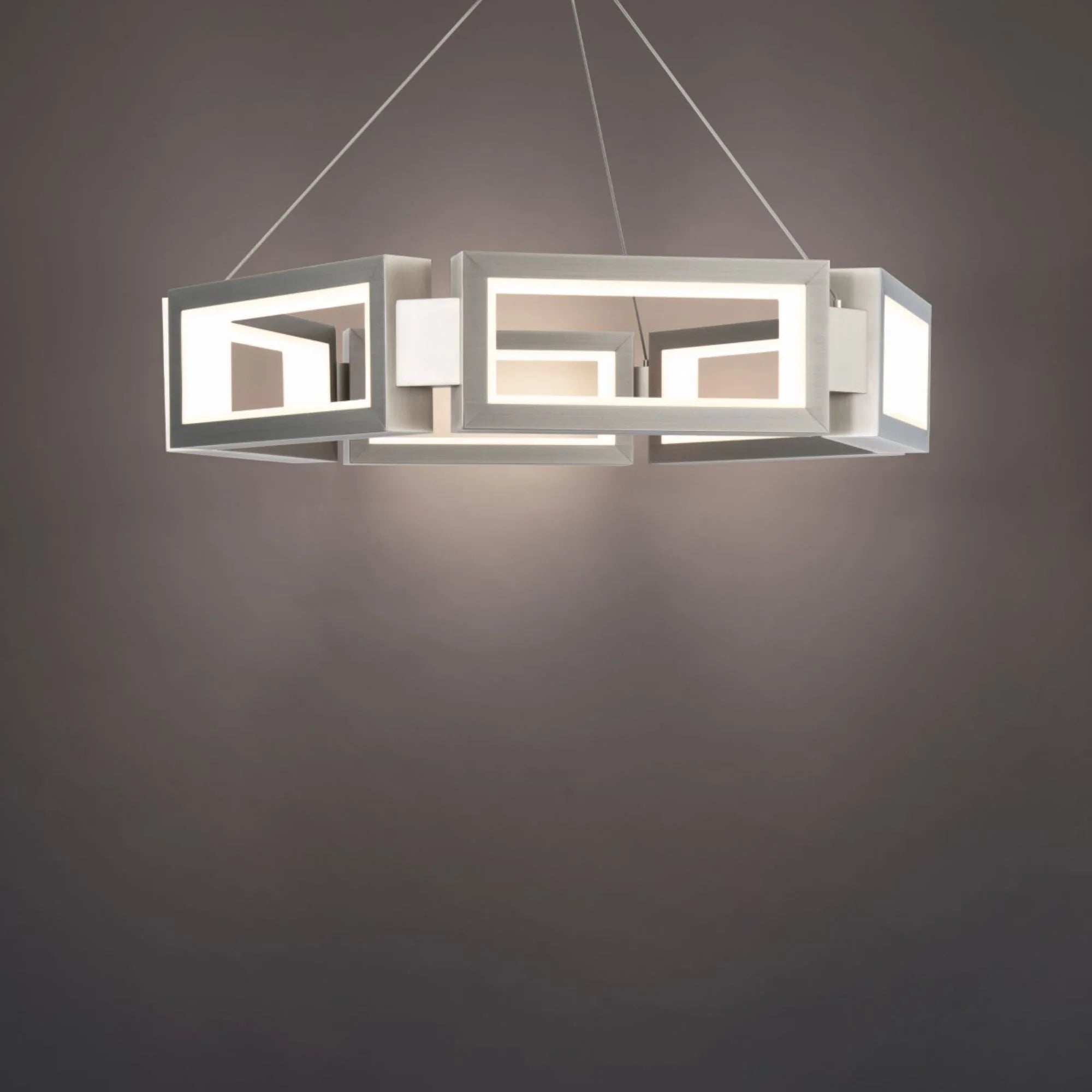 Mies 35" LED Chandelier, Brushed Nickel Finish - Bees Lighting