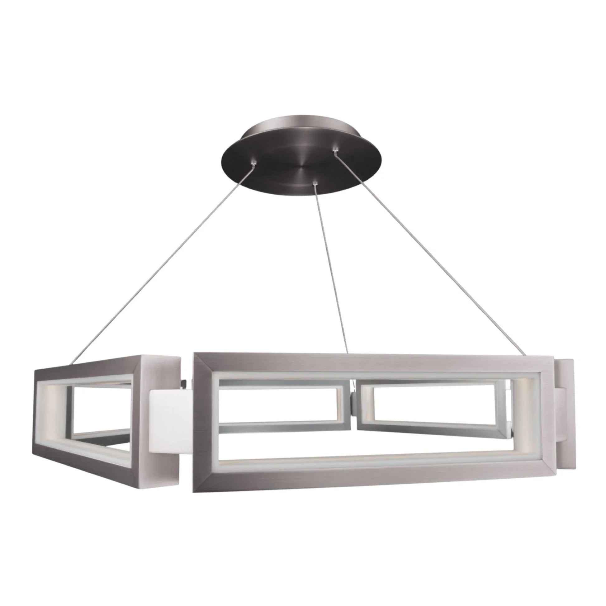 Mies 35" LED Chandelier, Brushed Nickel Finish - Bees Lighting