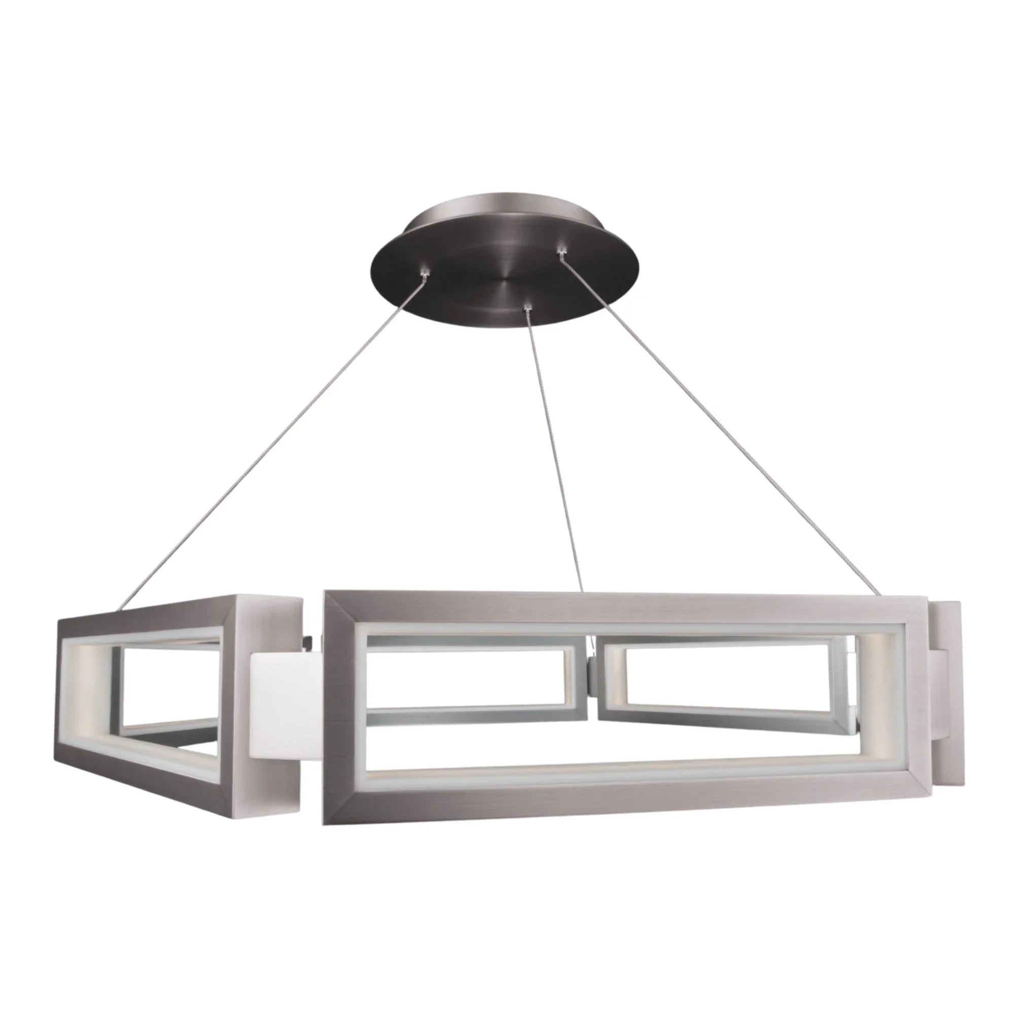 Mies 35" LED Chandelier, Brushed Nickel Finish - Bees Lighting