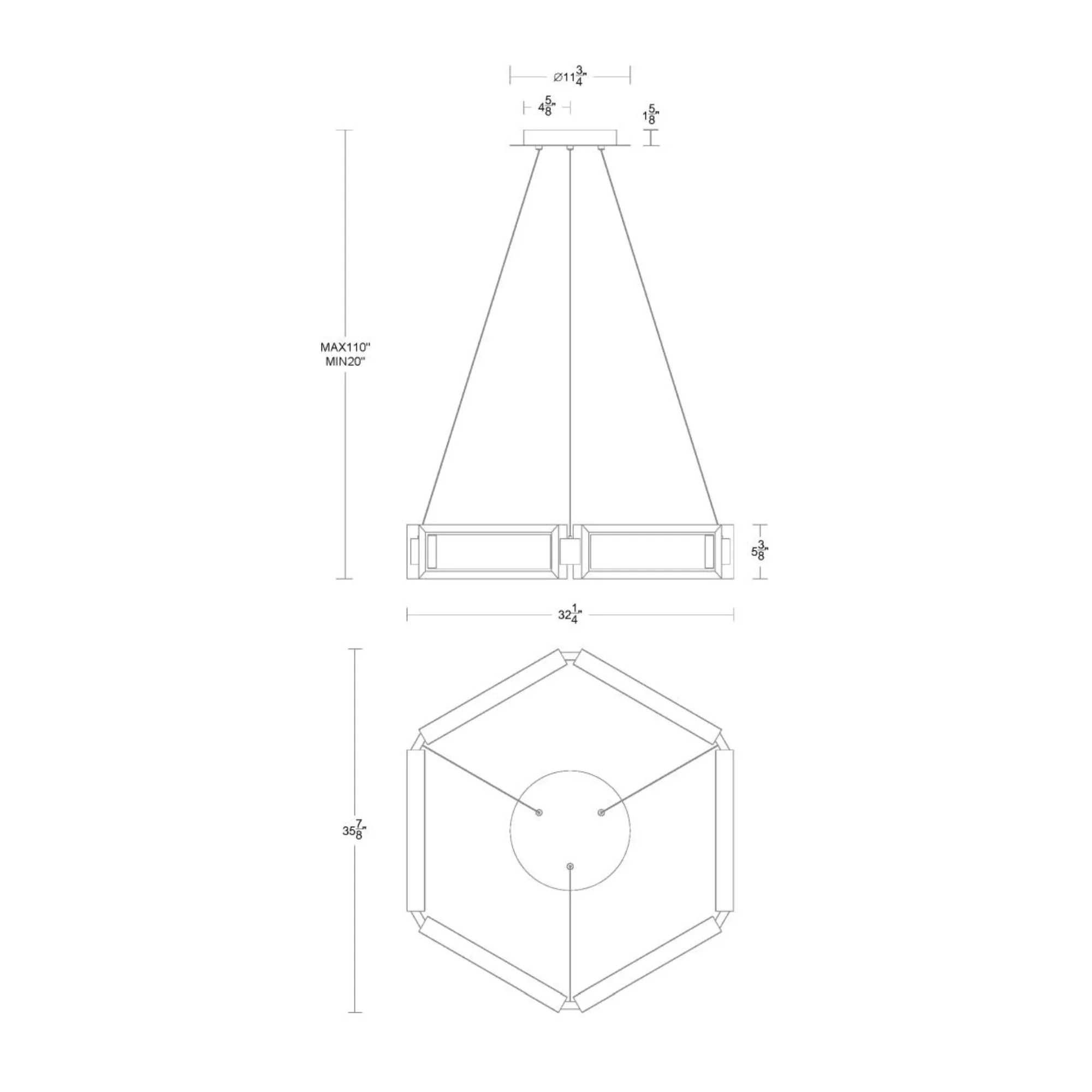 Mies 35" LED Chandelier, Brushed Nickel Finish - Bees Lighting