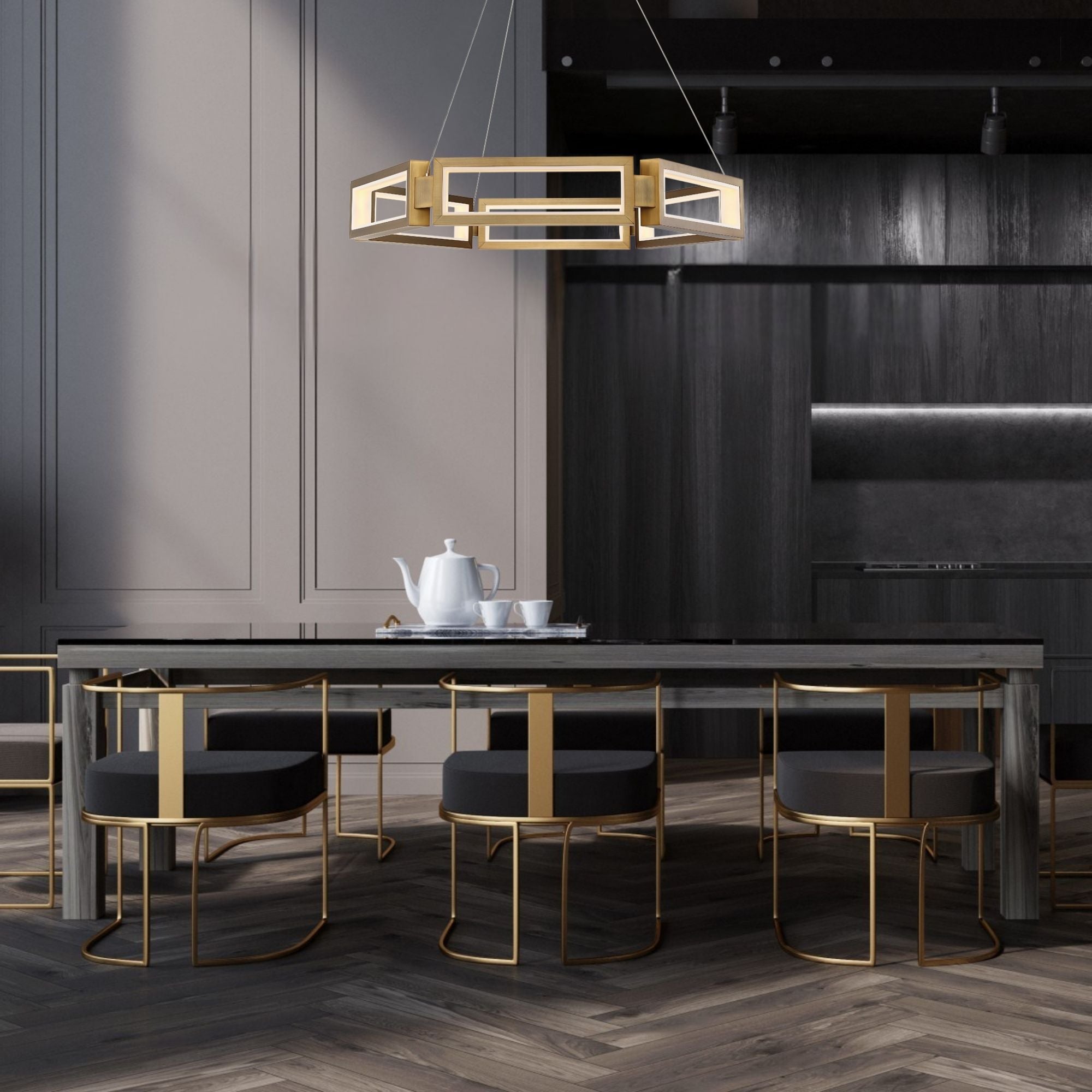 Mies 36 in. LED Pendant Light Brass Finish