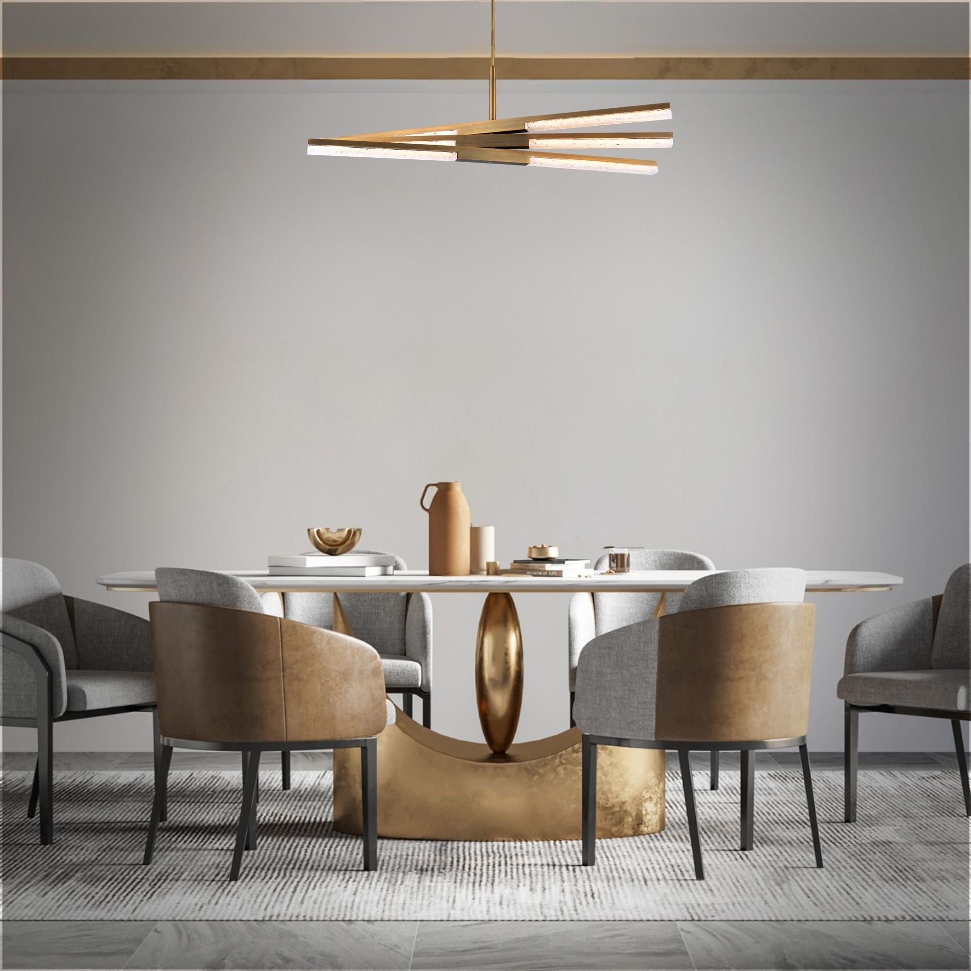 Minx 48" LED Chandelier, Aged Brass Finish - Bees Lighting