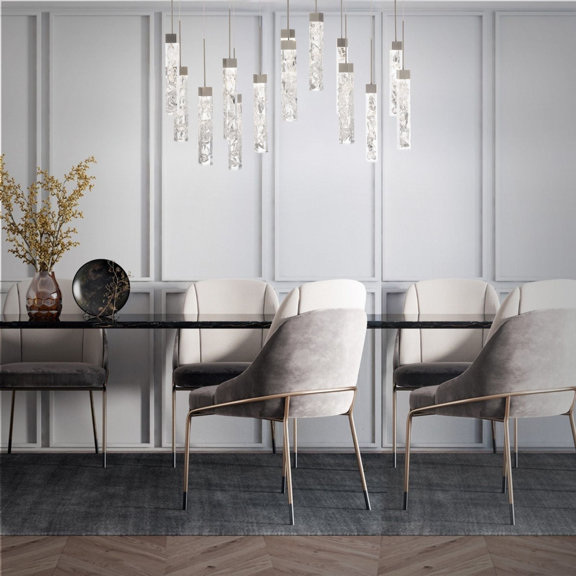 Minx 40" LED Linear Pendant, Antique Nickel Finish