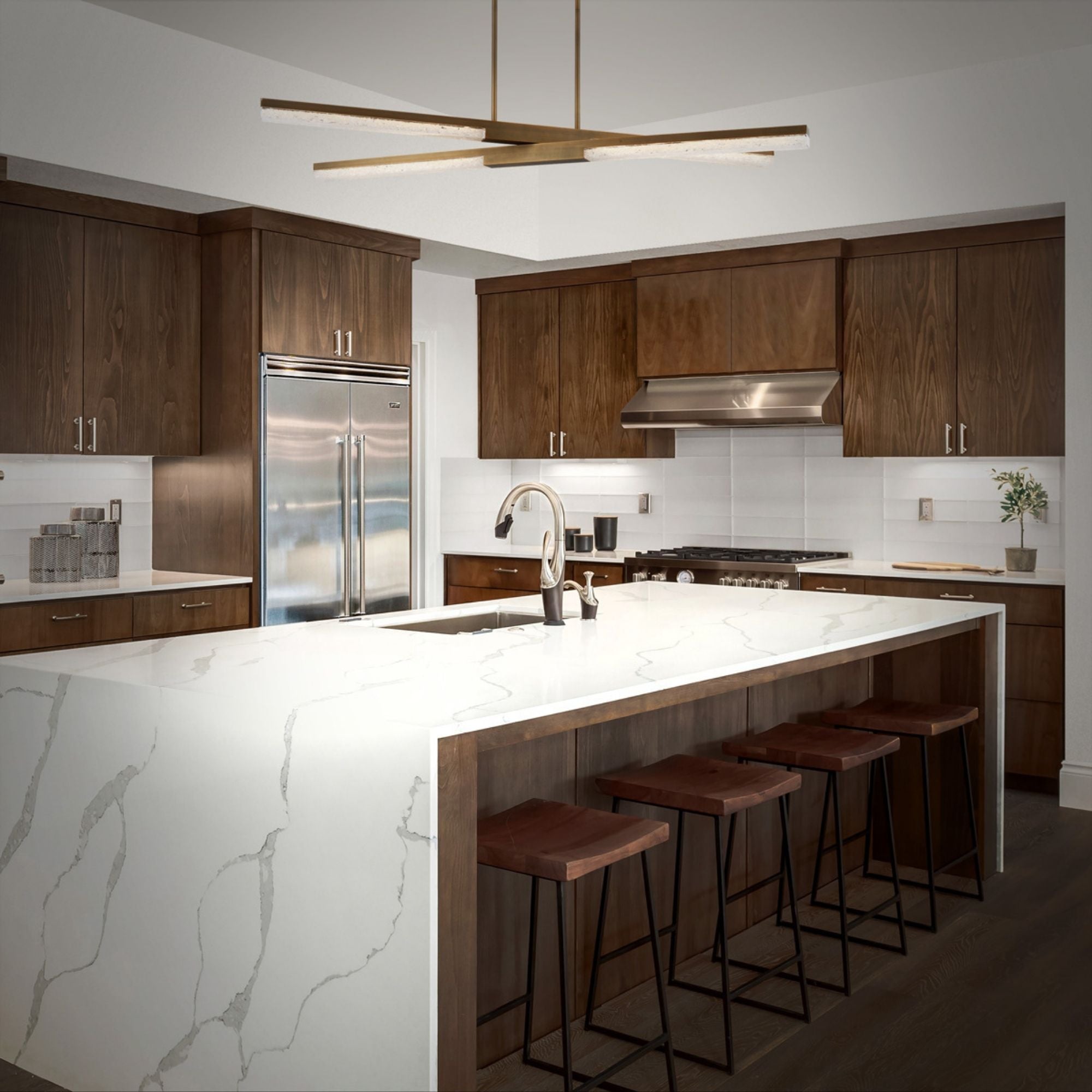 Minx 48" LED Linear Pendant, Aged Brass Finish - Bees Lighting