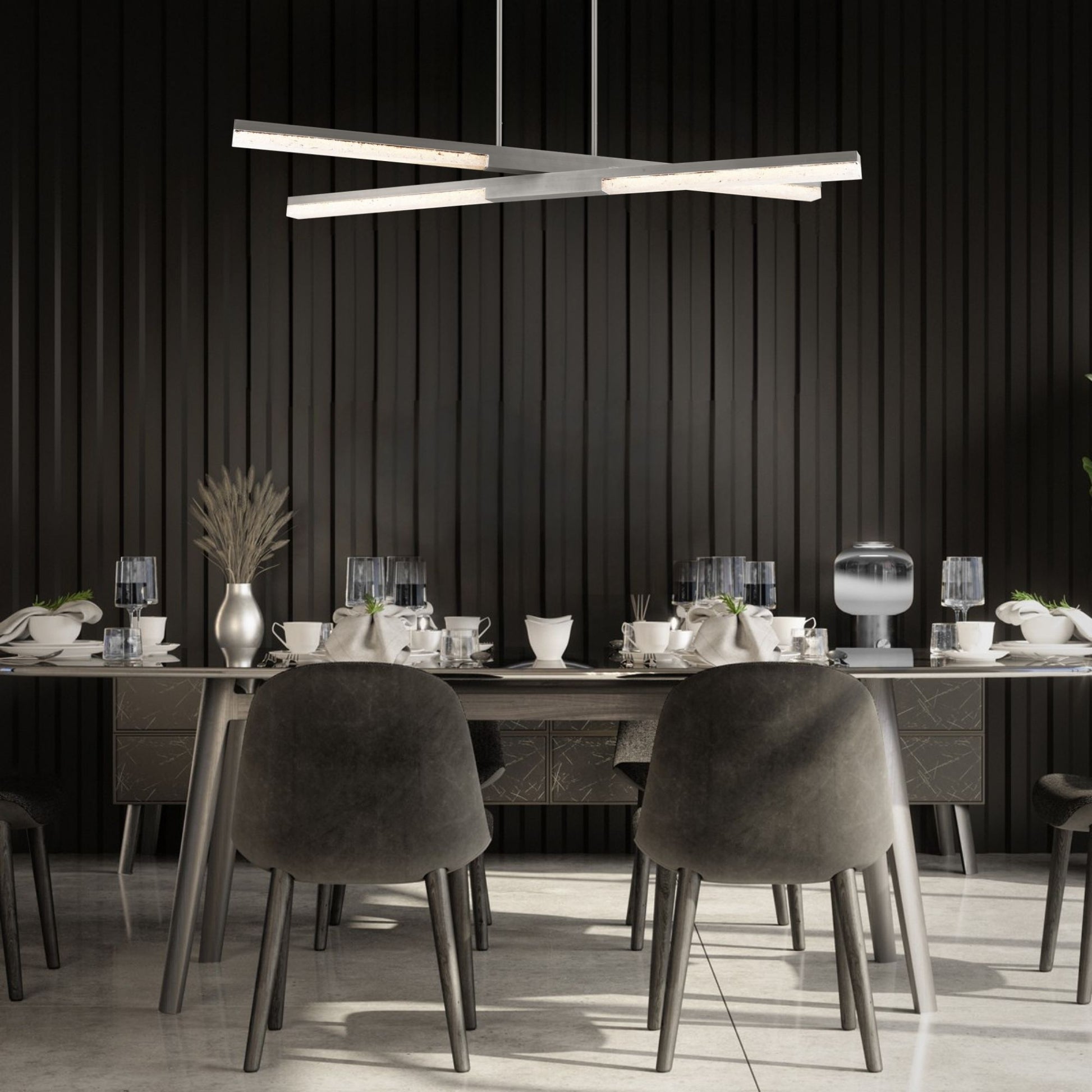 Minx 48" LED Linear Pendant, Antique Nickel Finish - Bees Lighting