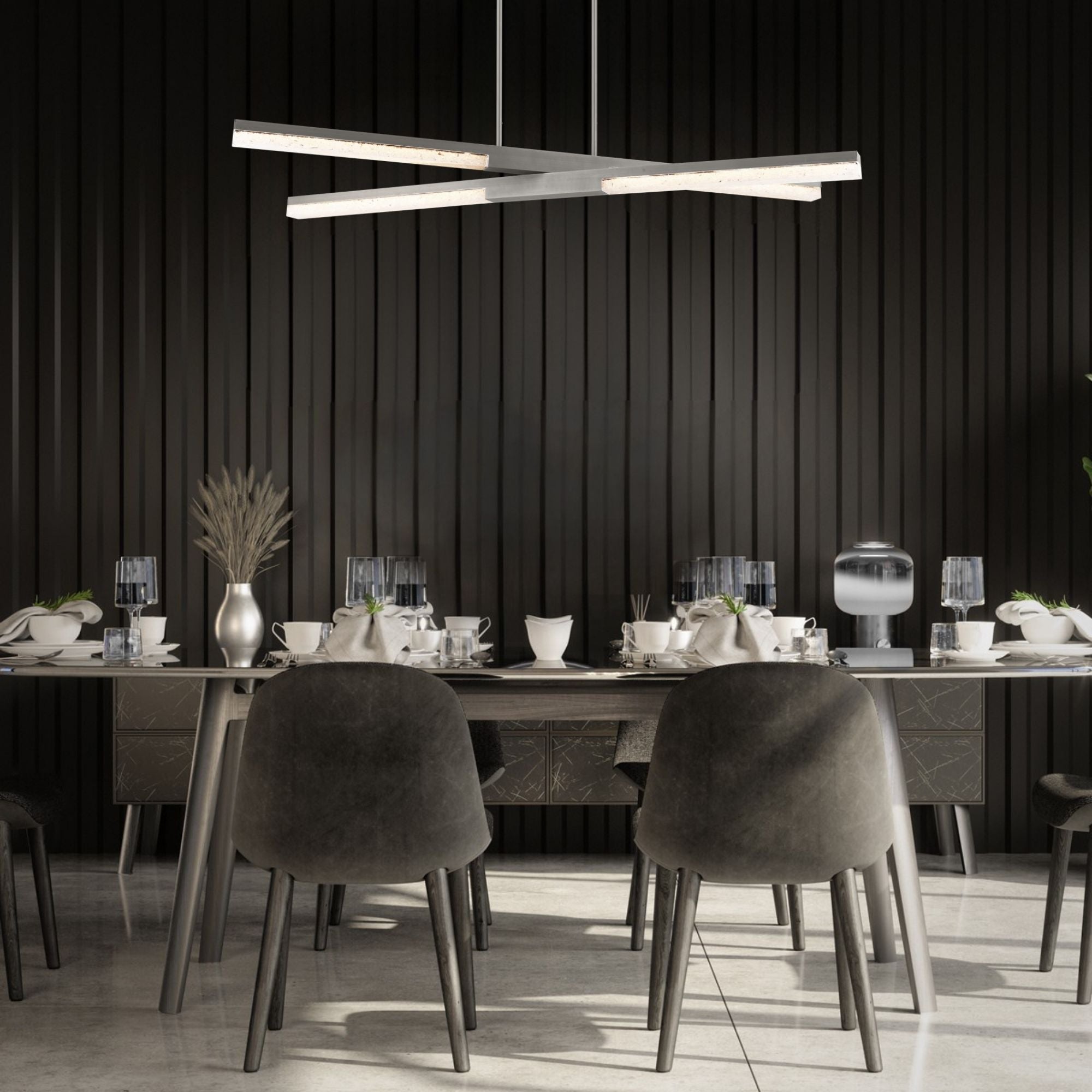 Minx 48" LED Linear Pendant, Antique Nickel Finish - Bees Lighting