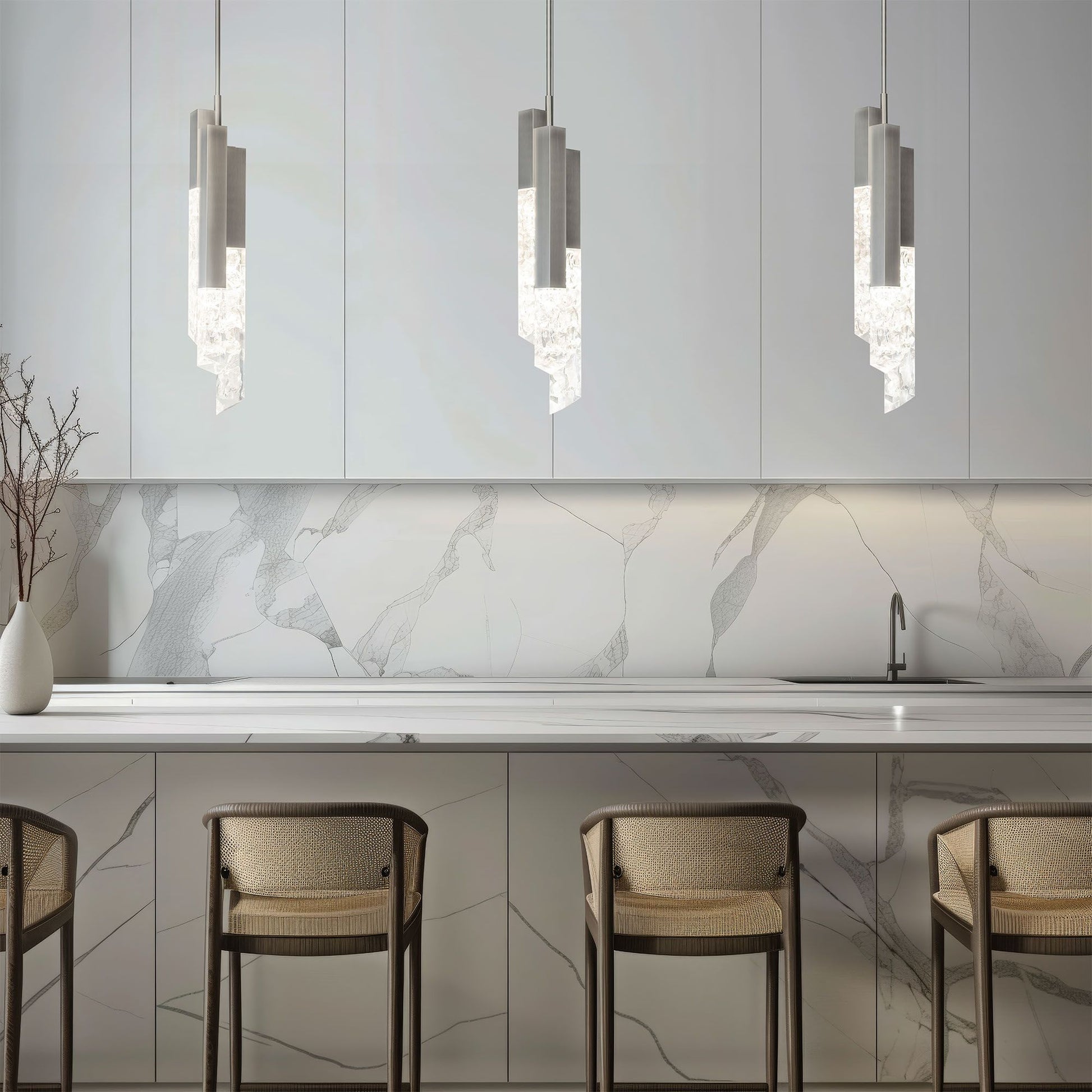 Montage 32" LED Mini Pendant, Brushed Nickel Finish - Bees Lighting