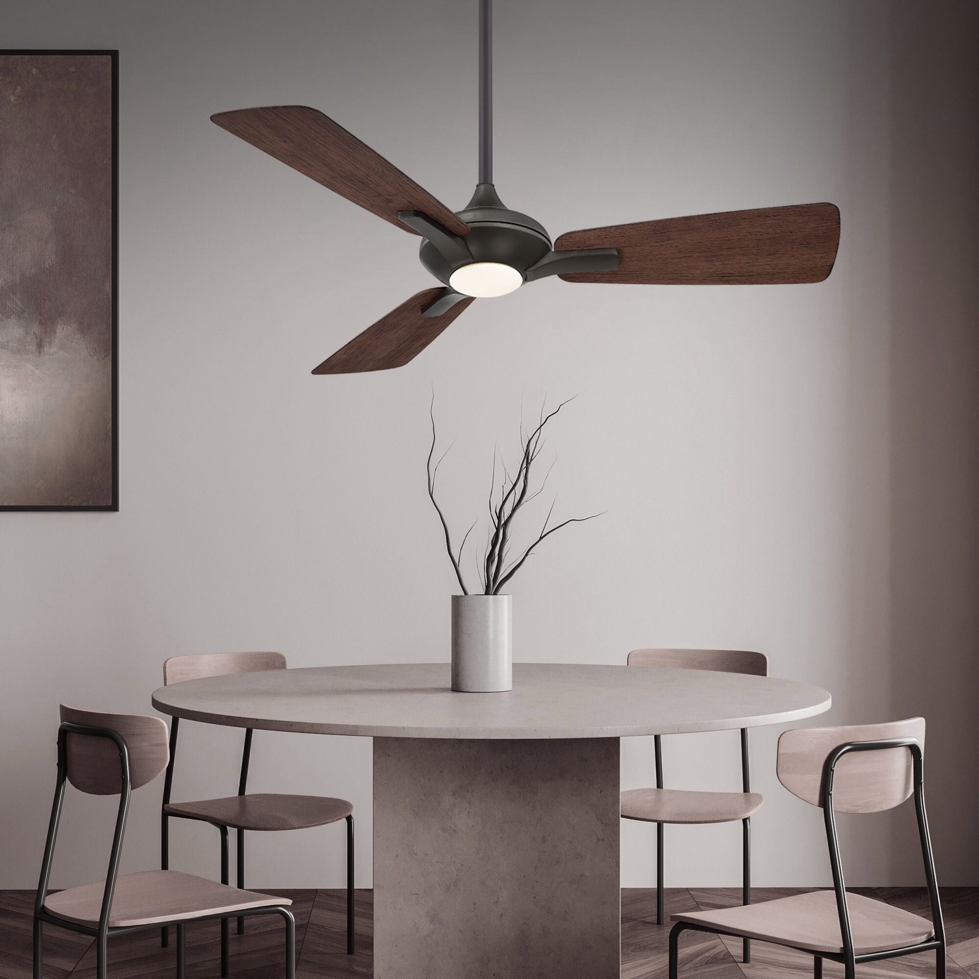 Mykonos 52" 3-Blade LED Ceiling Fan, Bronze with Dark Walnut Blades