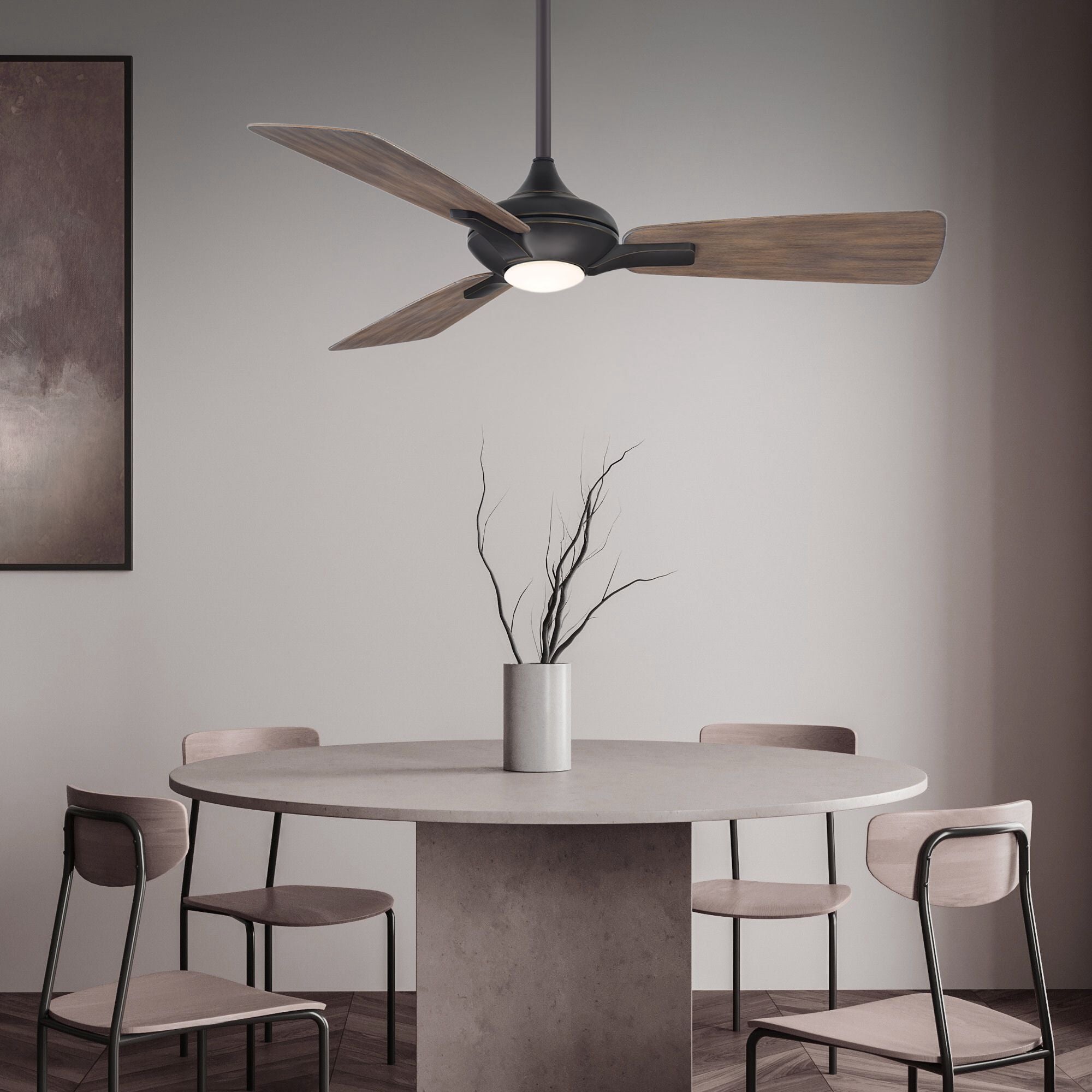 Mykonos 52" 3-Blade LED Ceiling Fan, Bronze with Barn Wood Blades