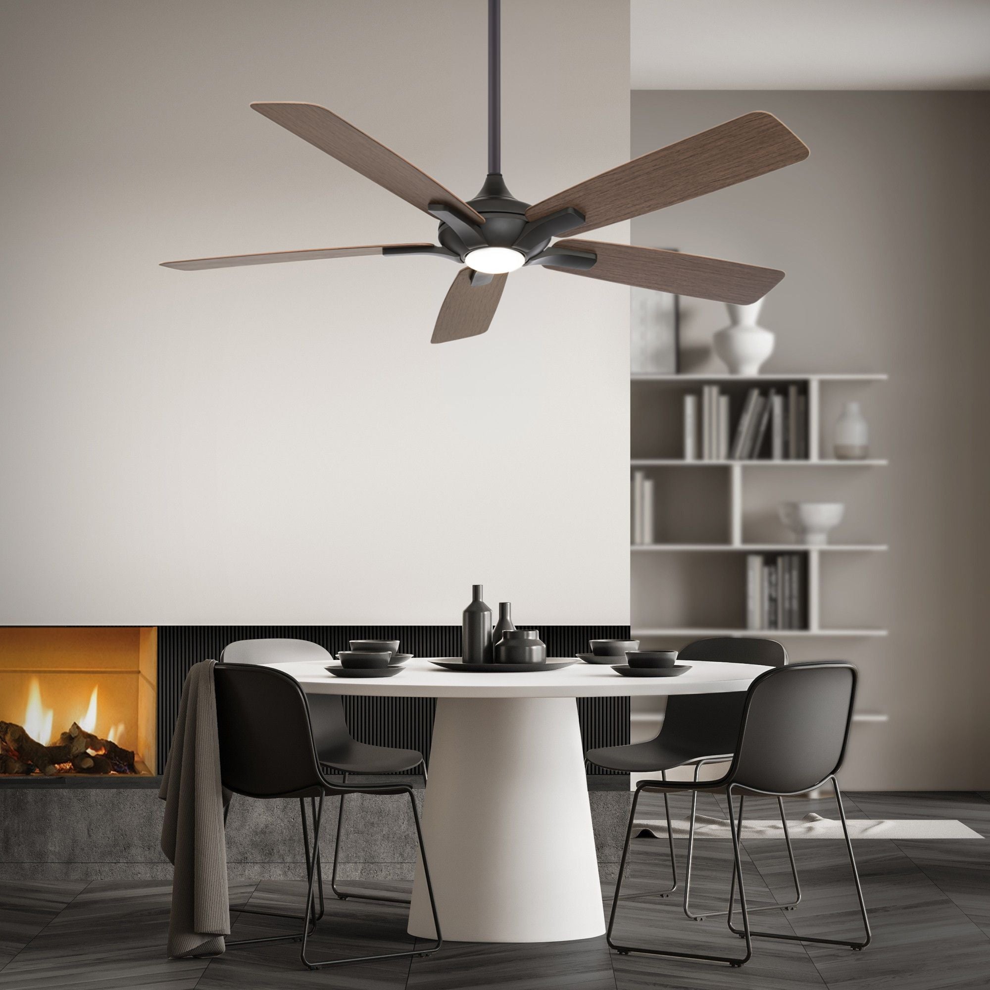 Mykonos 60" 5-Blade LED Ceiling Fan, Bronze with Dark Walnut Blades
