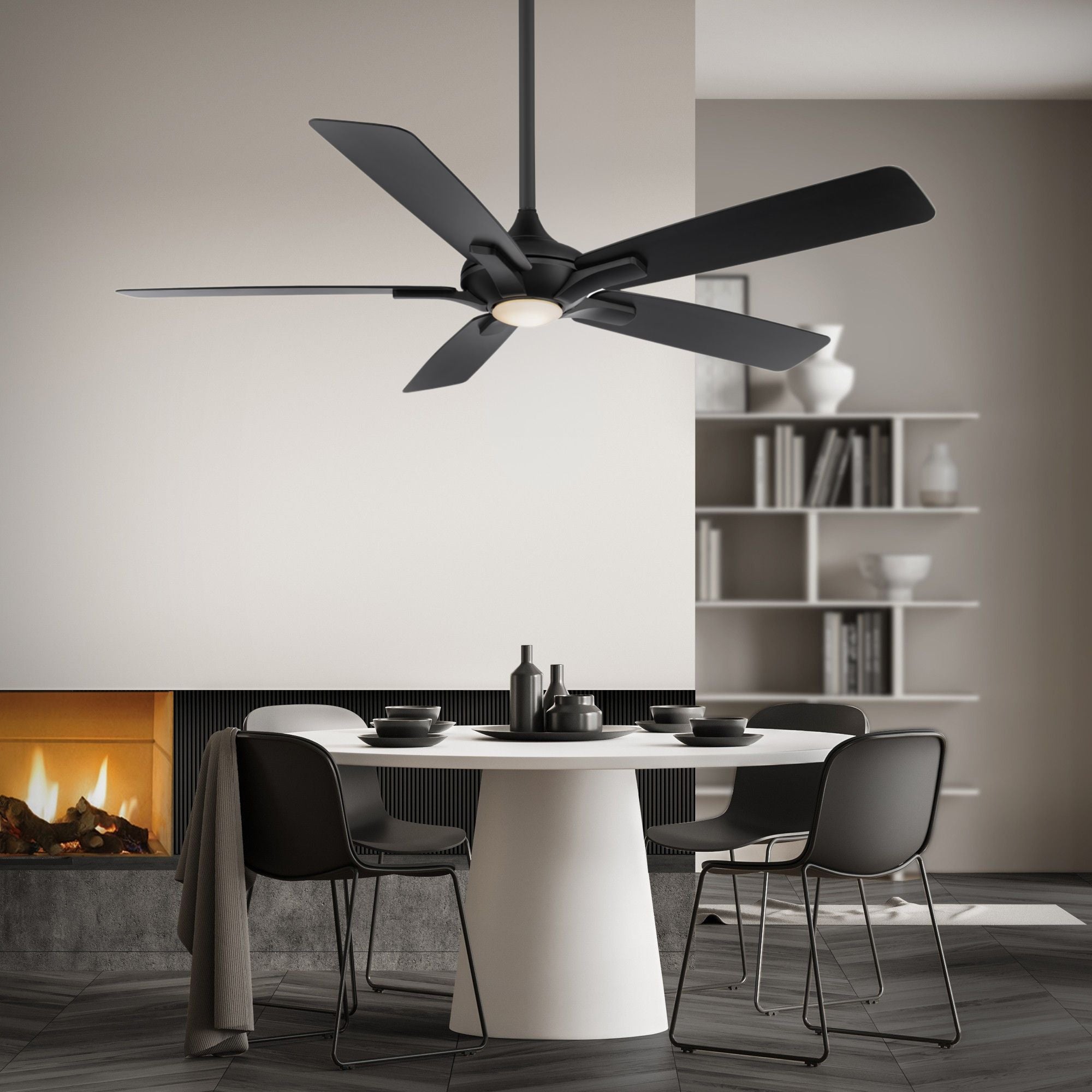 Mykonos 60" 5-Blade LED Ceiling Fan, Matte Black