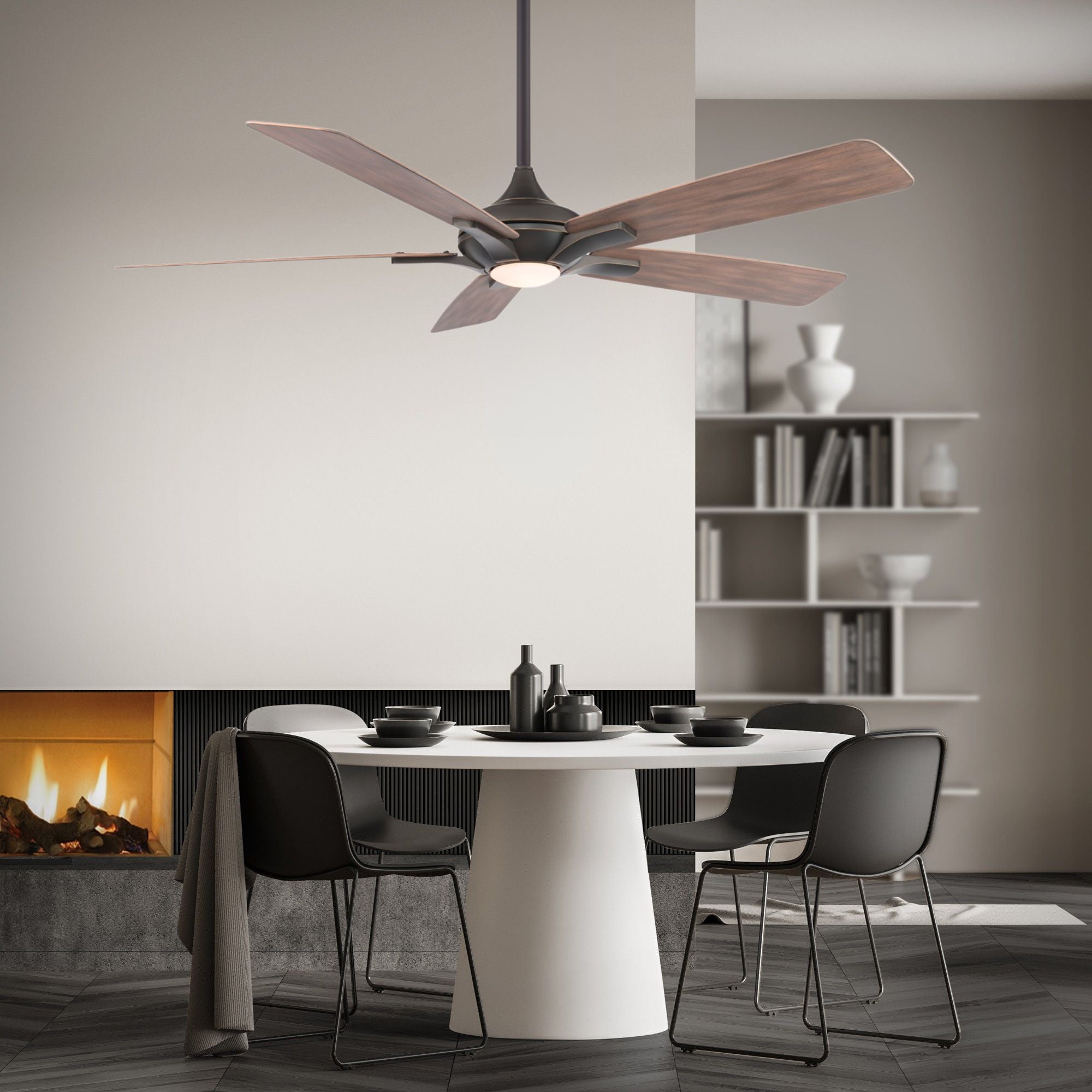 Mykonos 60" 5-Blade LED Ceiling Fan, Bronze with Barn Wood Blades