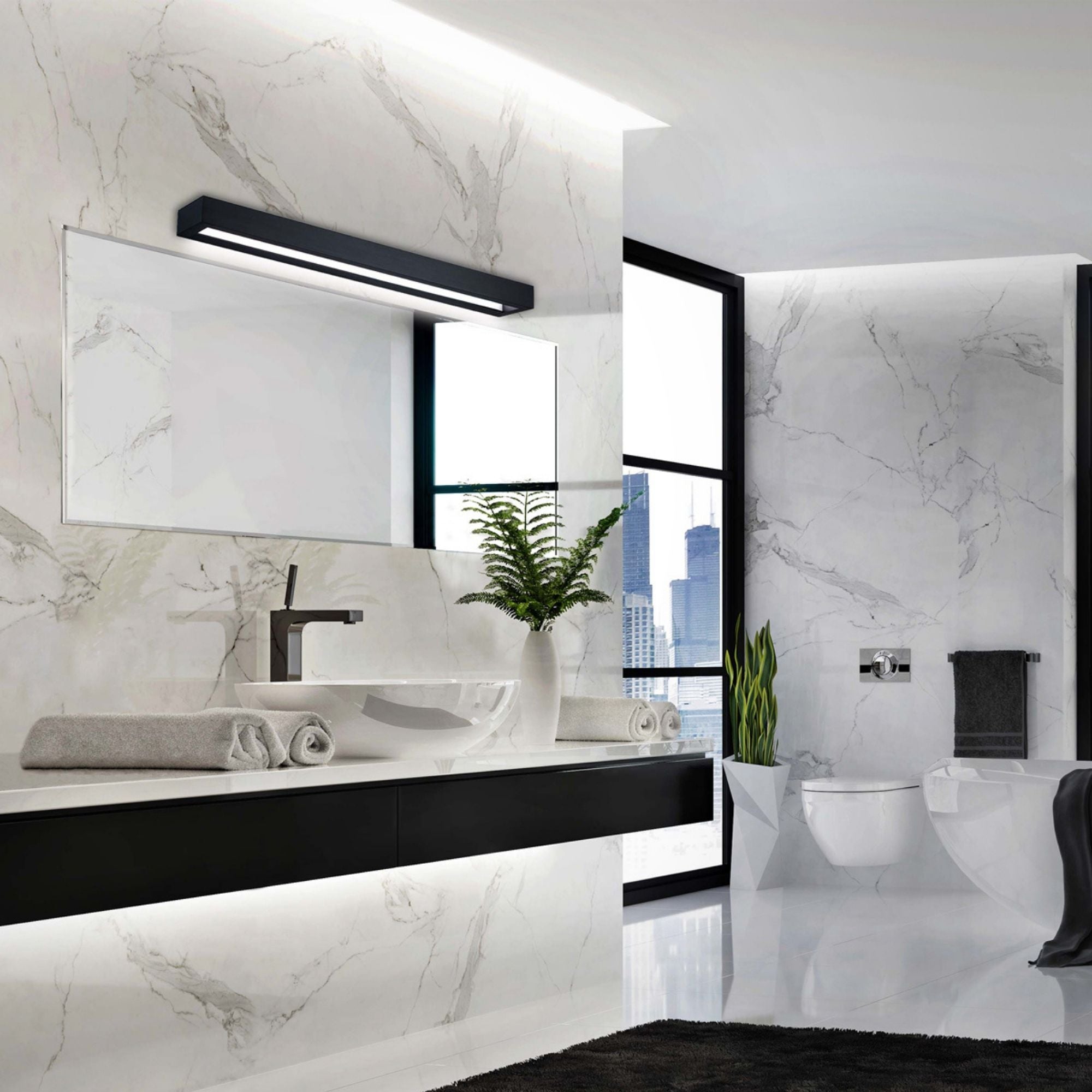 Open Bar 27" LED Bath & Vanity Light, 3500K, Black Finish