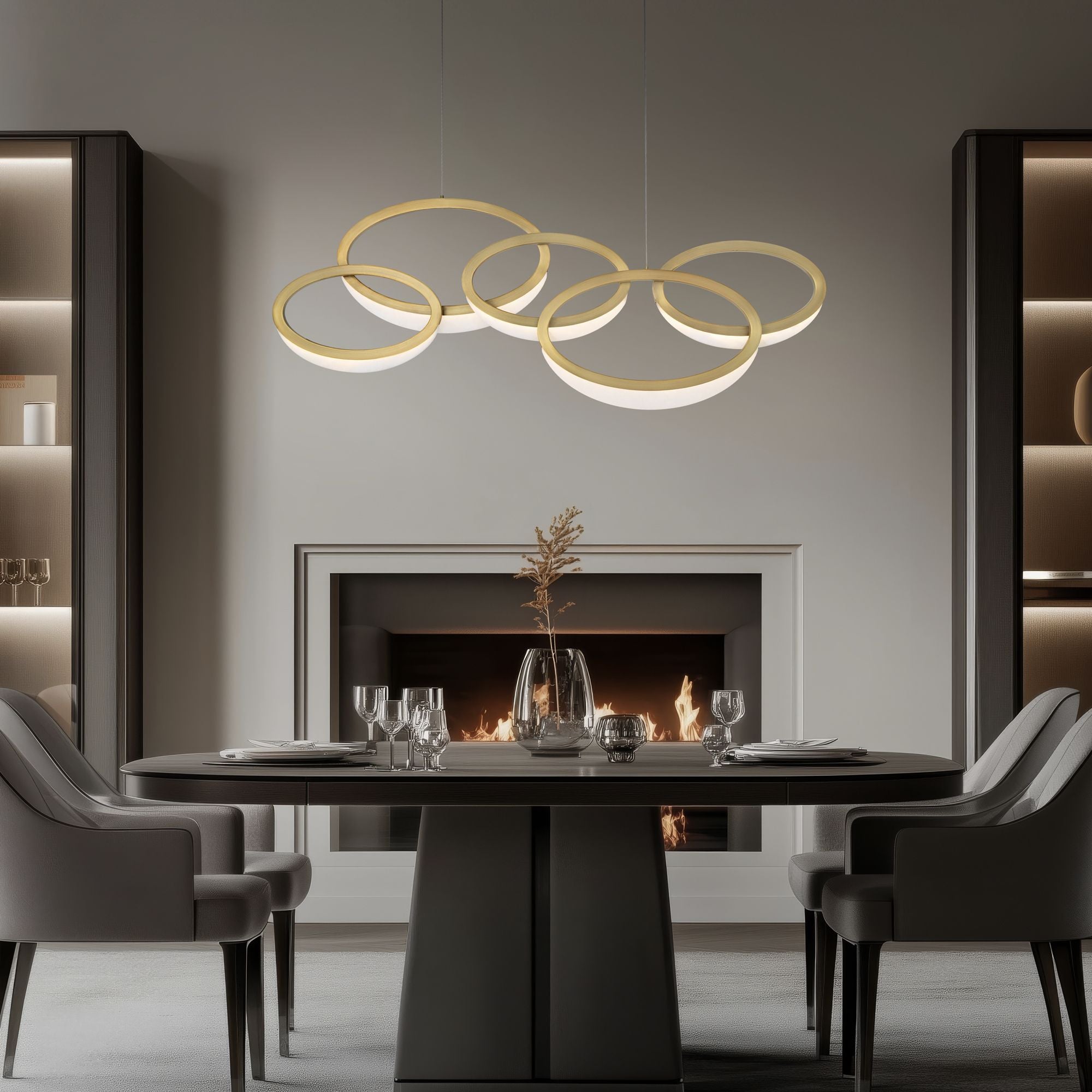 Orion 46" LED Chandelier, Aged Brass Finish