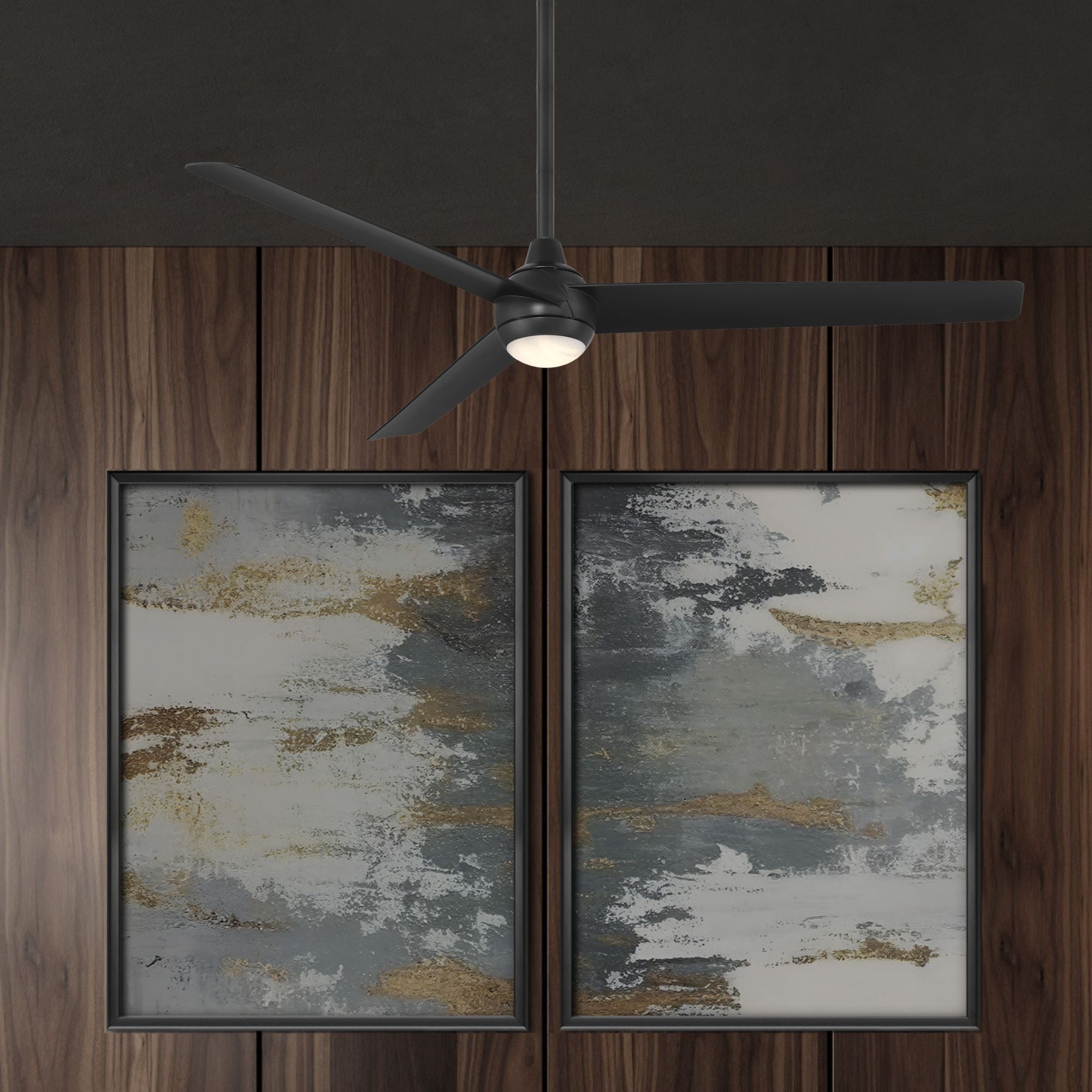 Pisces 54" LED Smart Ceiling Fan with Alabaster Glass, Matte Black