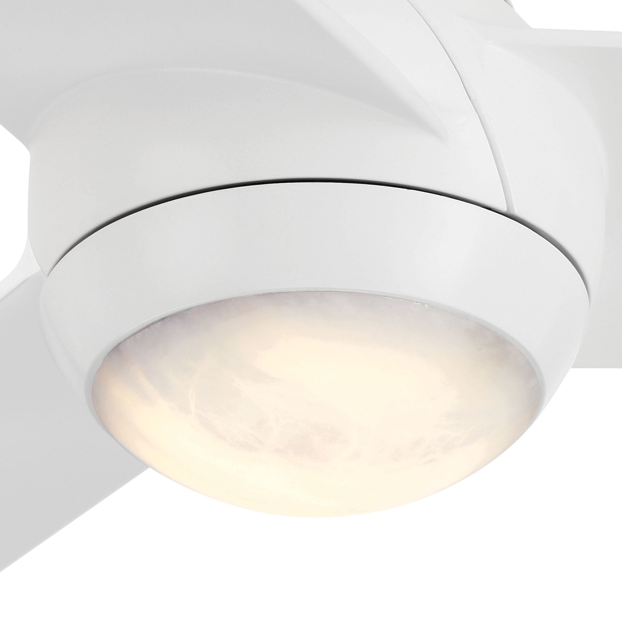 Pisces 54" LED Smart Ceiling Fan with Alabaster Glass, Matte White