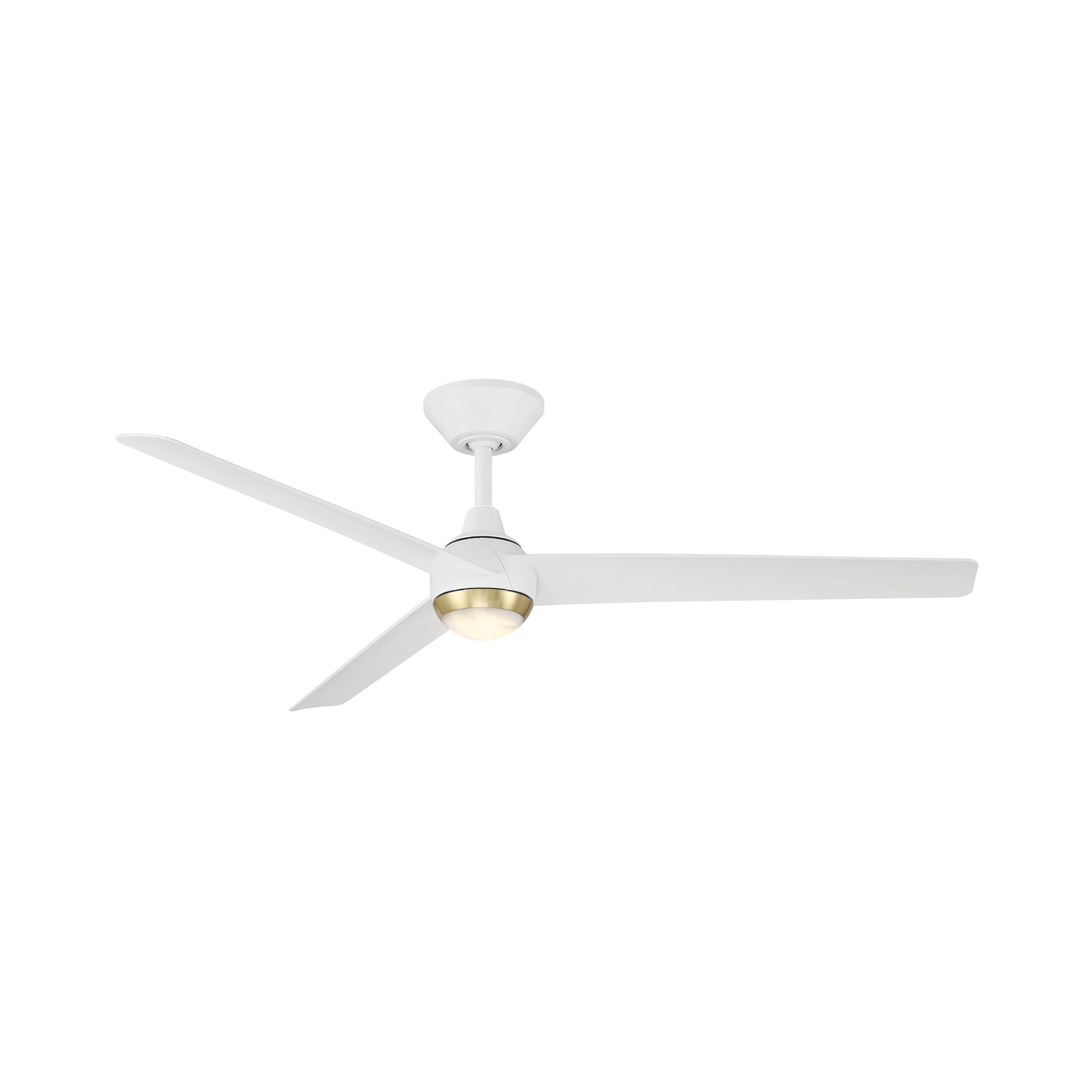 Pisces 54" LED Smart Ceiling Fan with Alabaster Glass, Matte White & Soft Brass